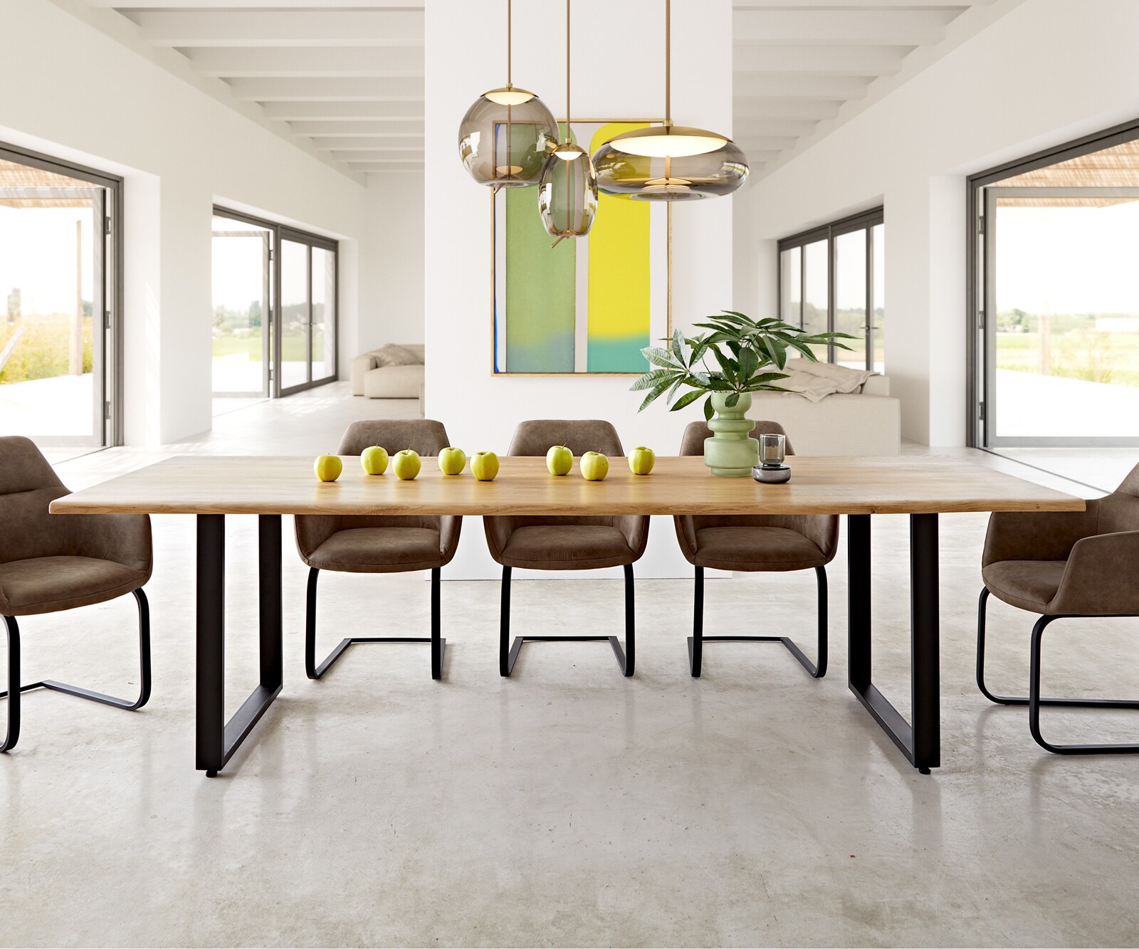 Eettafel Edge 260x100x2,5-3 eiken natuur skid zwart Live-Edge 1