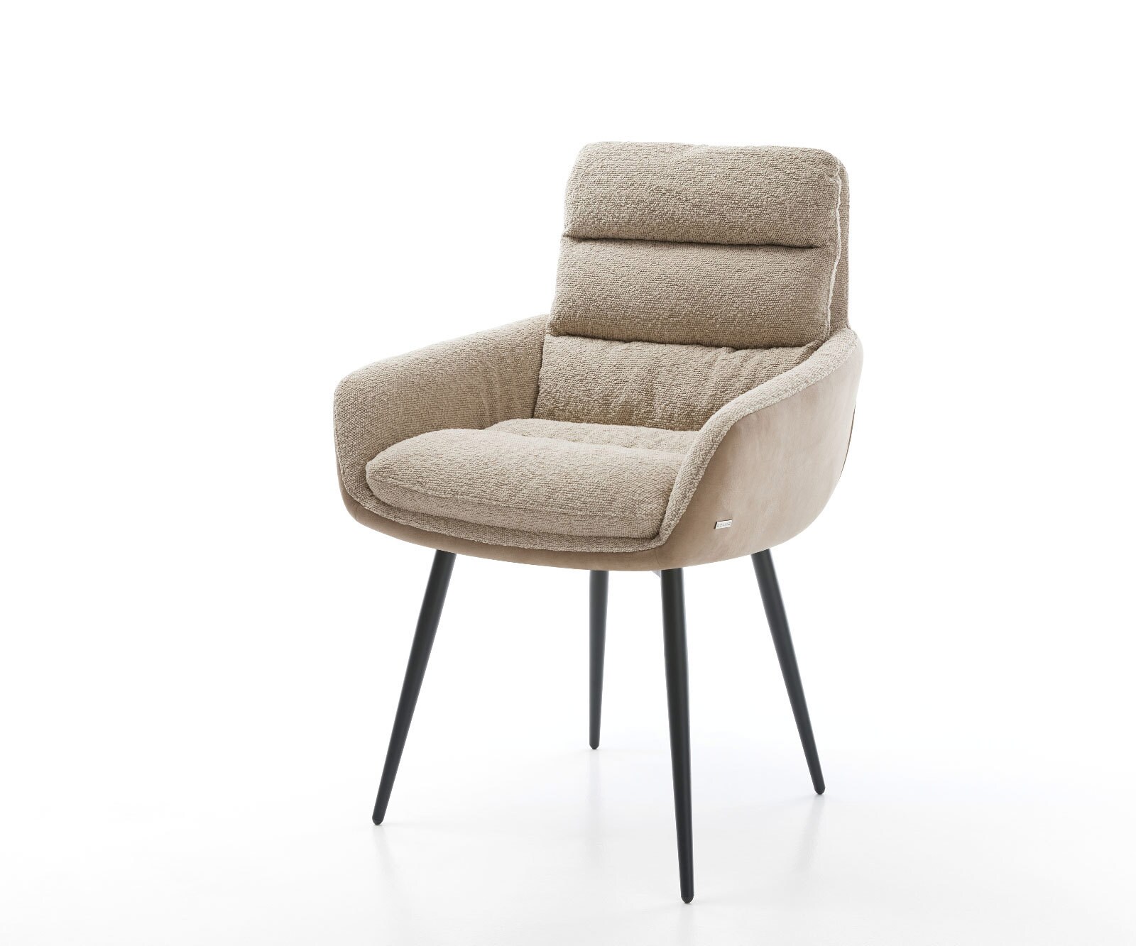 Eetkamerstoel Abelia-Flex met armleuning materiaalmix mud 4-poot conisch zwart