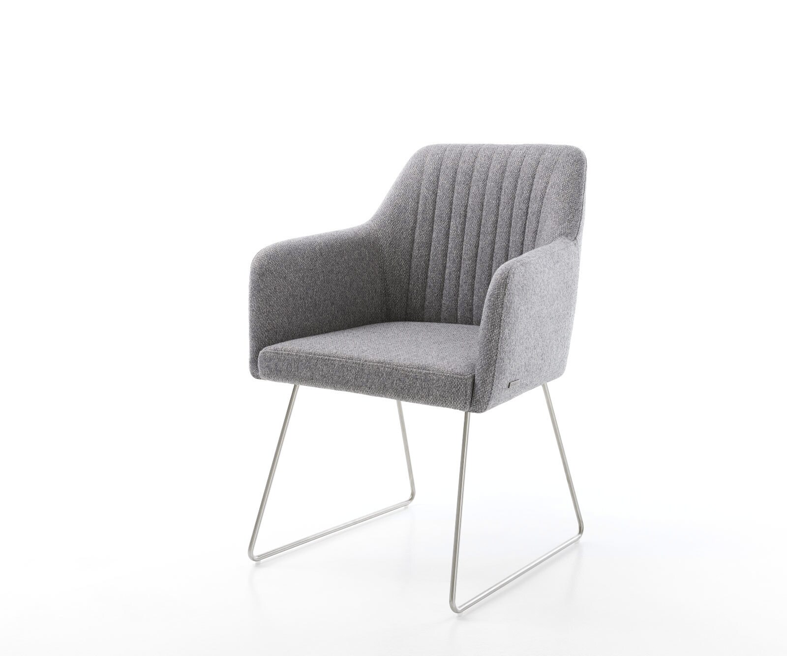 Eetkamerstoel Greg-Flex structuurstof lichtgrijs slipframe roestvrij staal pocketveer kern