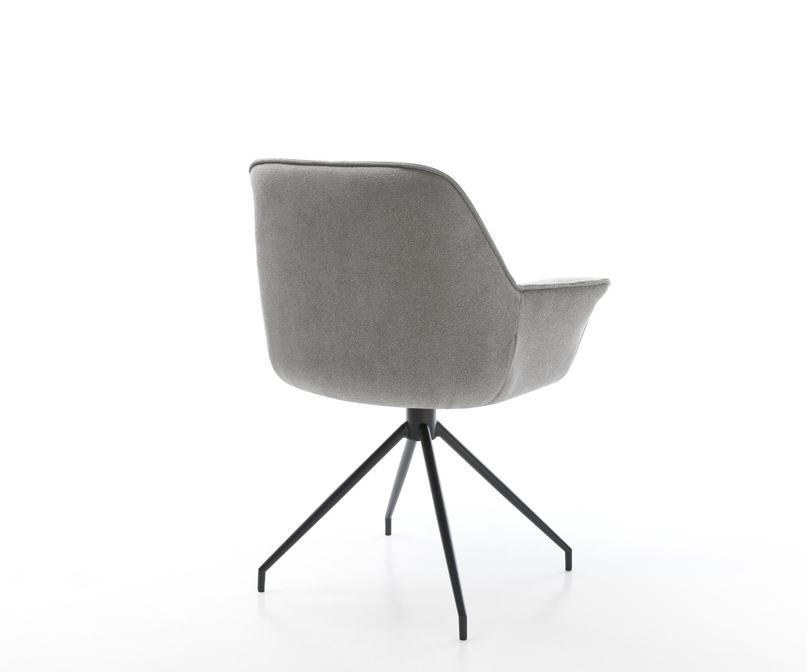 Eetkamerstoel Keila-Flex met armleuning zachte stof met structuur grijs kruisframe conisch zwart 4