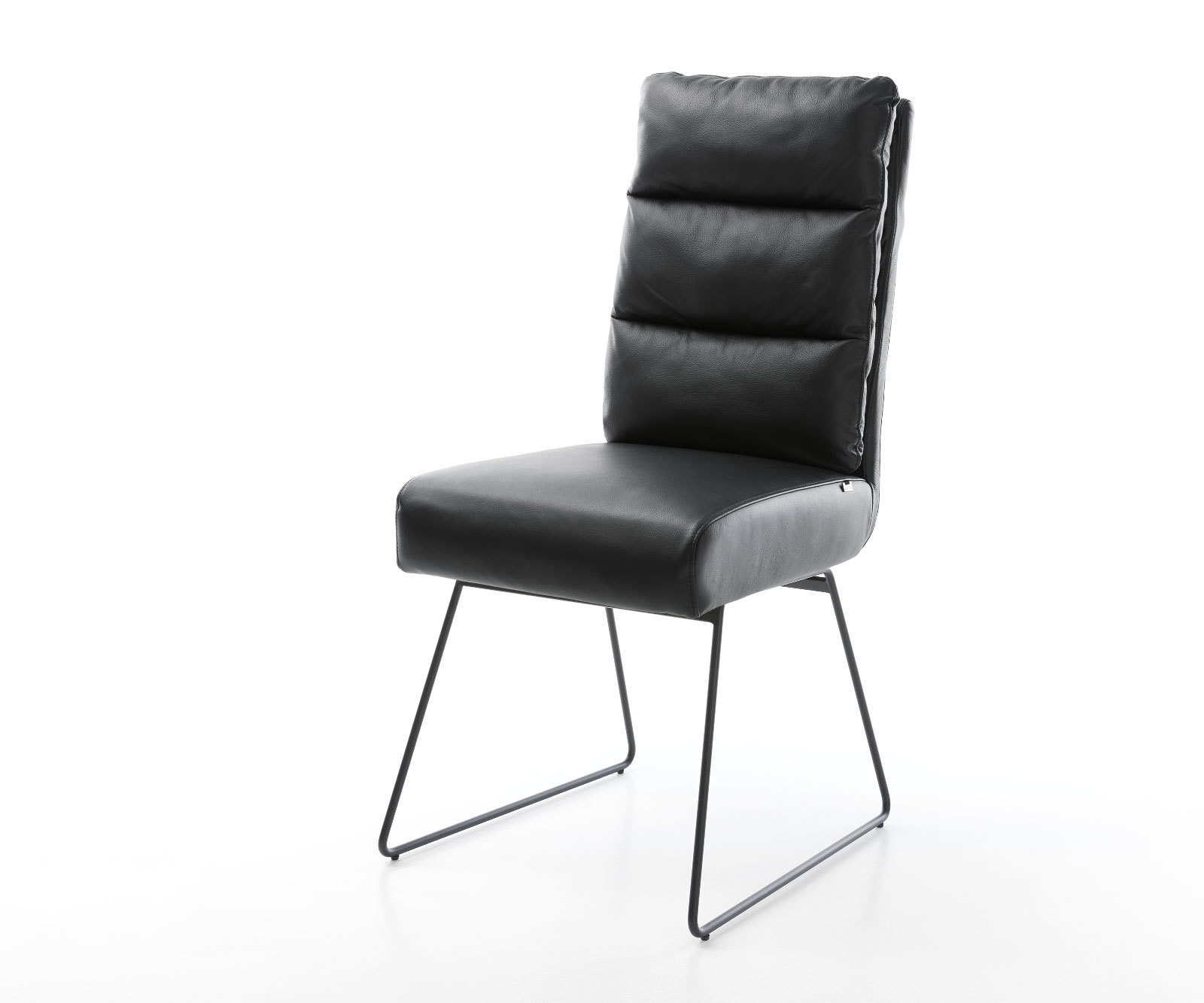 Eetkamerstoel Pela-Flex echt leer zwart slipframe zwart pocketveer kern Eetkamerstoel Pela-Flex echt leer zwart slipframe zwart pocketveer kern