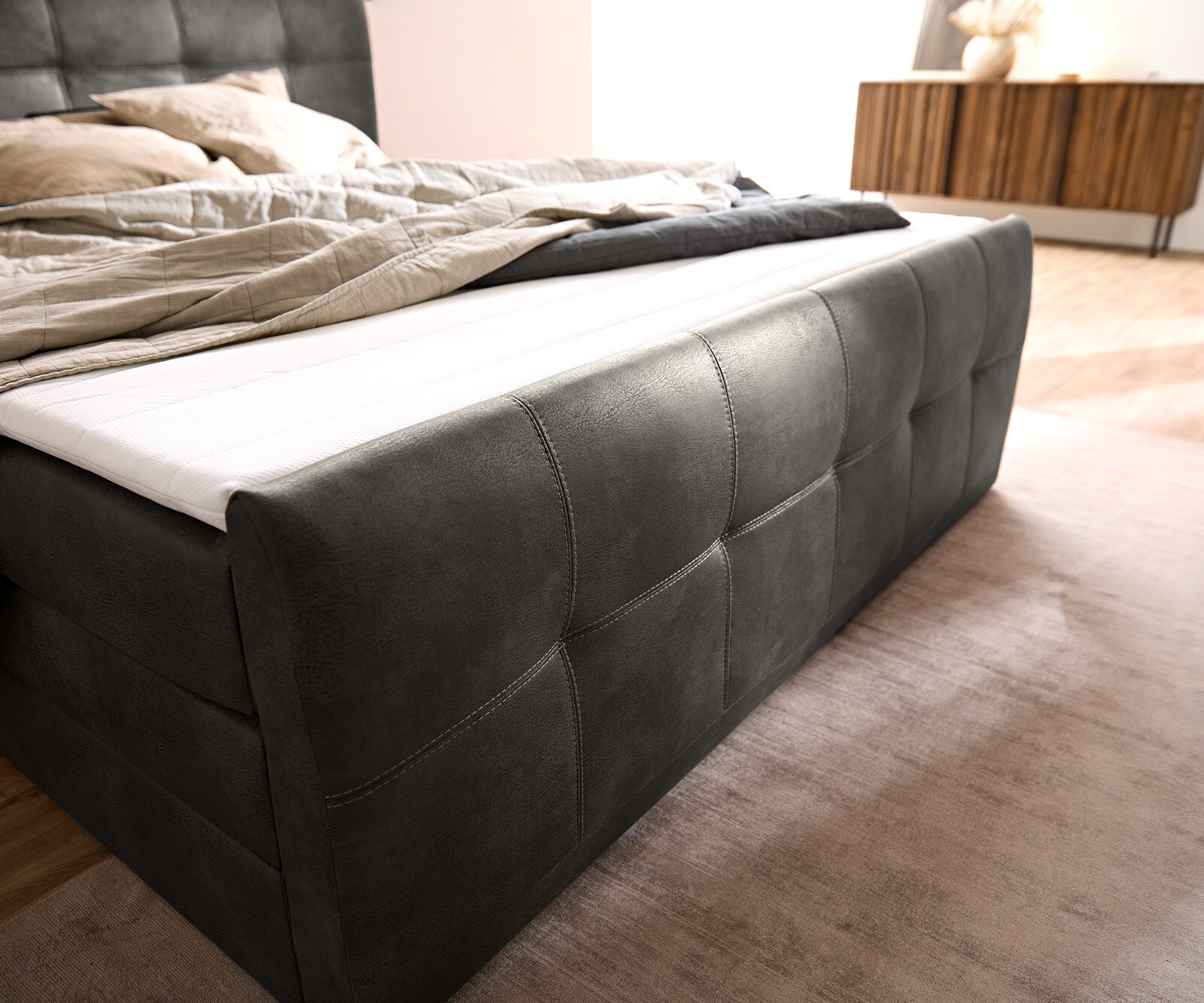 Boxspring-bed Amarillo 180x200 cm antraciet met Topper 6 Boxspring-bed Amarillo 180x200 cm antraciet met Topper 6