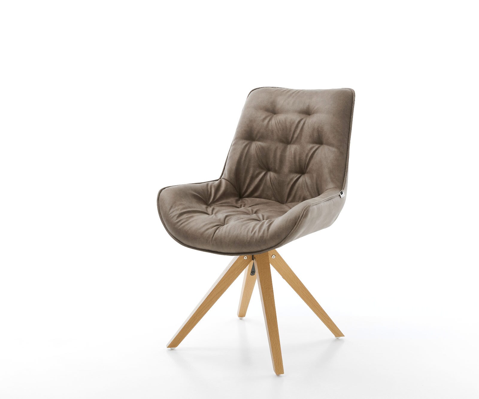 Eetkamerstoel Taimi-Flex microvelours taupe vintage houten frame hoekig natuur