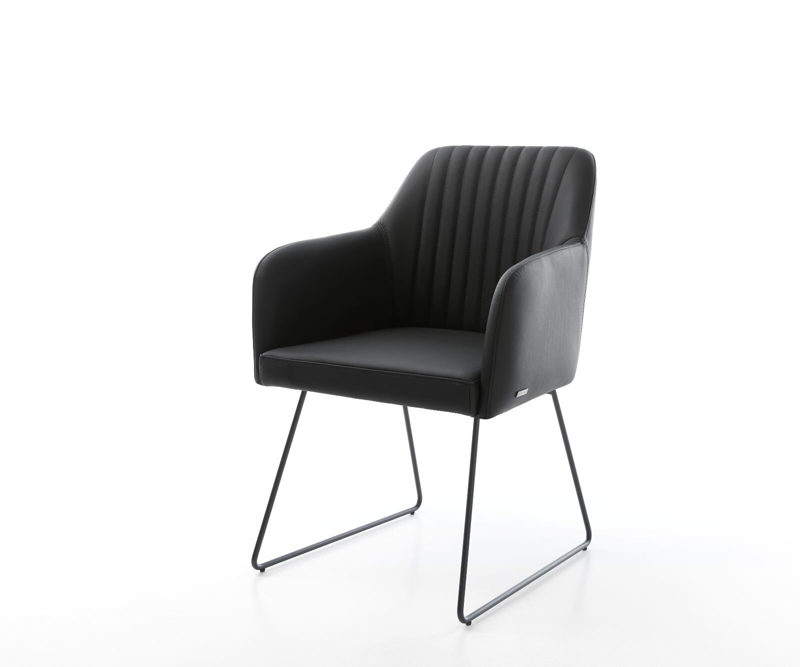 Eetkamerstoel Greg-Flex echt leer zwart slipframe zwart pocketveer kern
