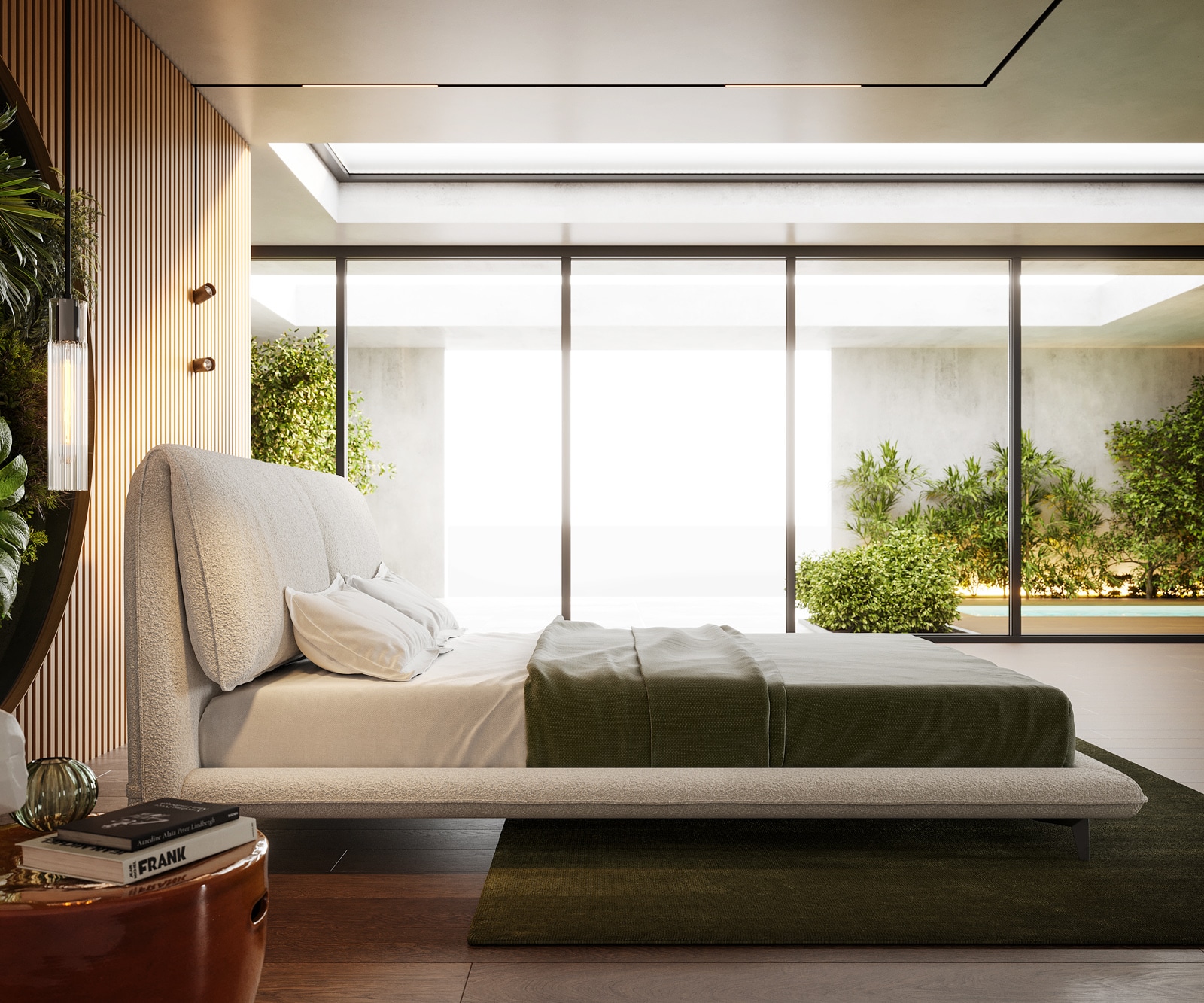 Gestoffeerd-bedframe Cusino 140x200 cm bouclé crèmewit 4