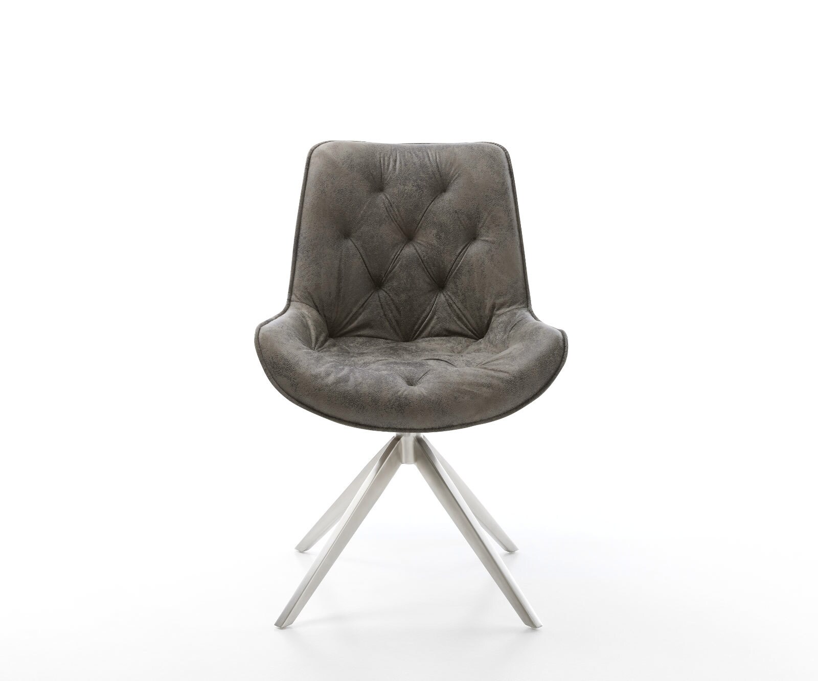 Draaistoel Taimi-Flex microvelours grijs antiek kruisframe breed roestvrij staal 360° draaibaar rocker-functie 1