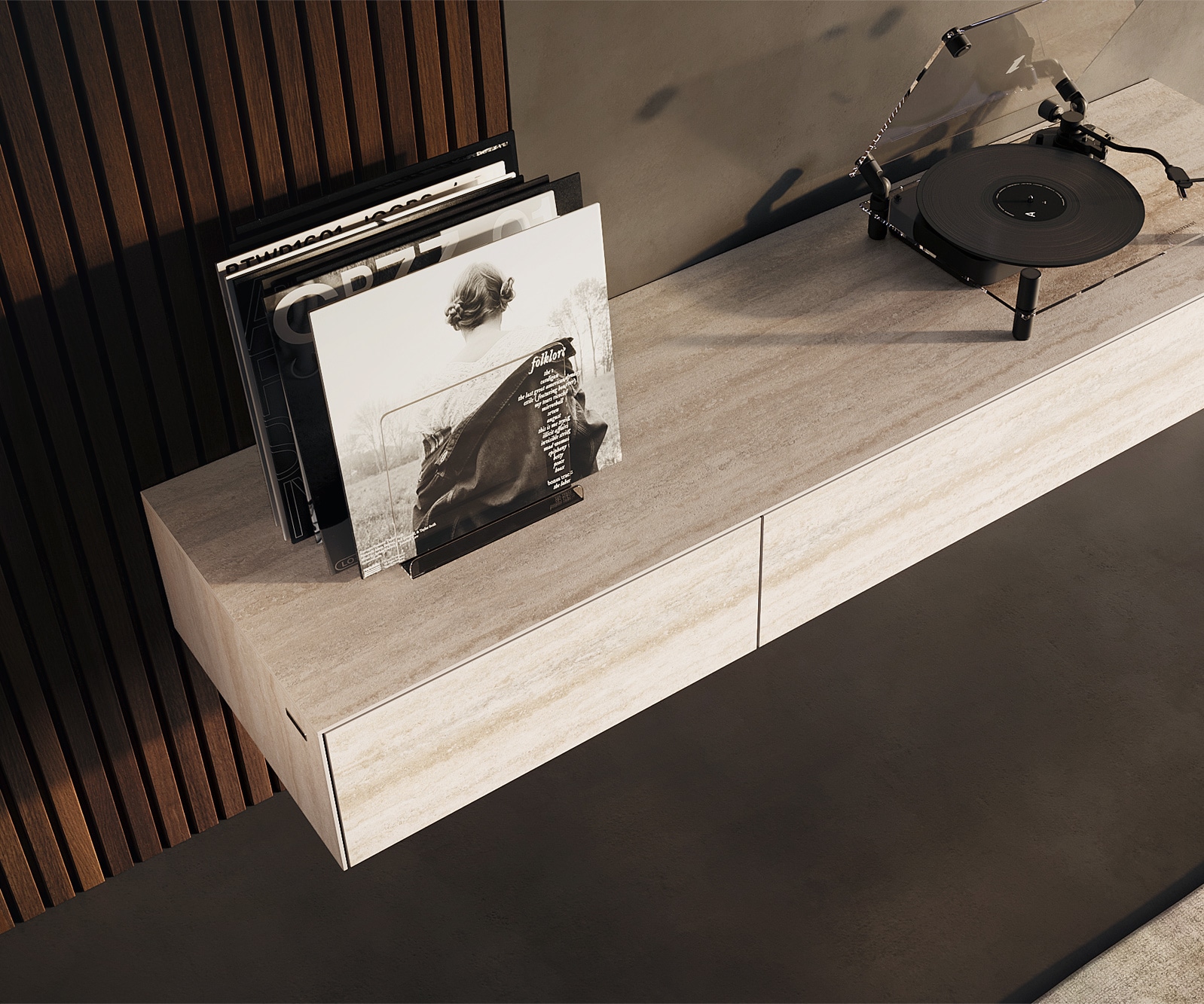 Tv-meubel Cuor 150 cm Keramiek Laminam® Travertino Bianco Crème-wit 1 Flap 1 Lade Zwevend 4 Tv-meubel Cuor 150 cm Keramiek Laminam® Travertino Bianco Crème-wit 1 Flap 1 Lade Zwevend 4