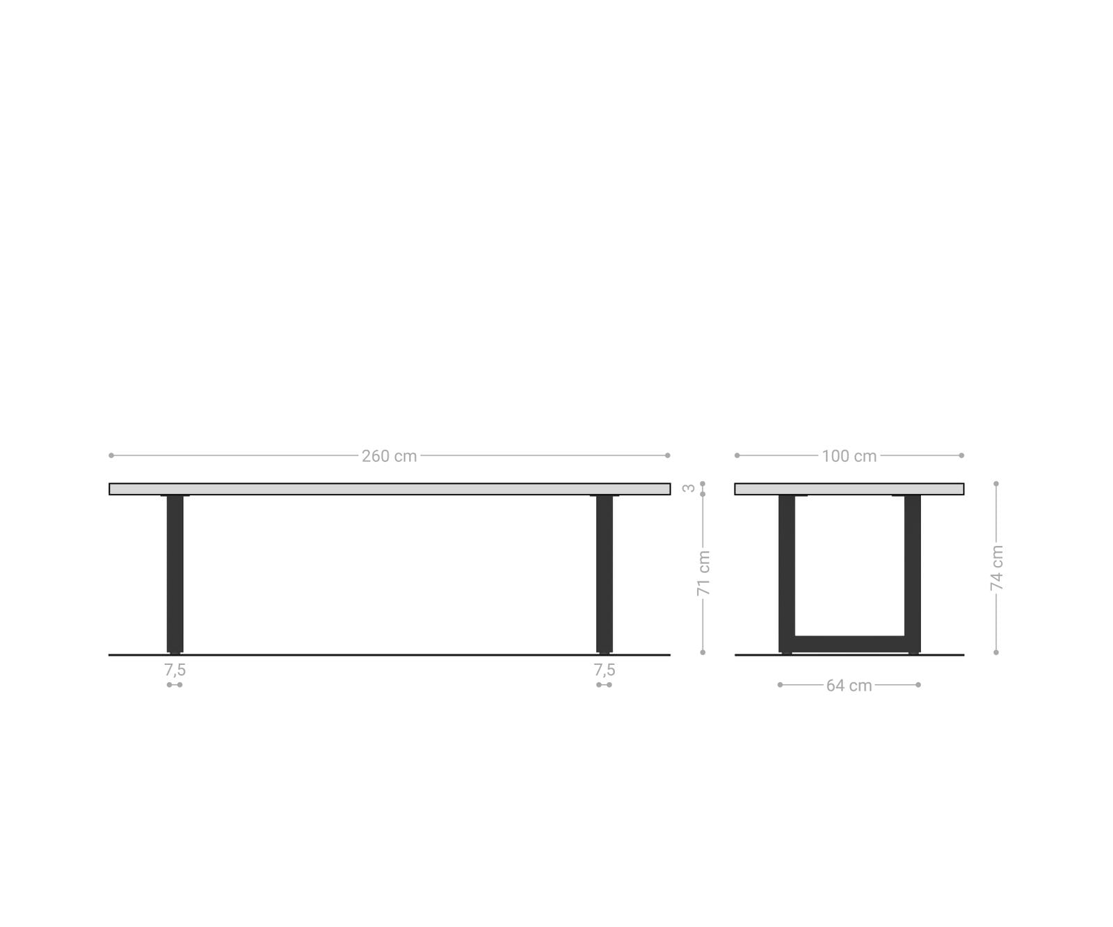 Eettafel Edge 260x100 acacia platina  roestvrij staal goud breed Live-Edge 5 Eettafel Edge 260x100 acacia platina  roestvrij staal goud breed Live-Edge 5