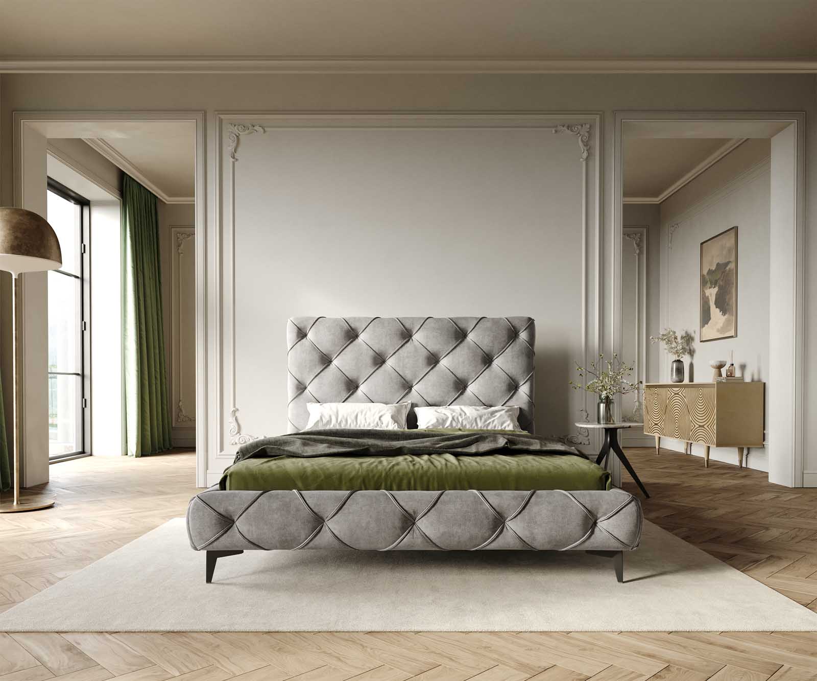 Bedframe Nayara 140x200 cm microvezel grijs 1