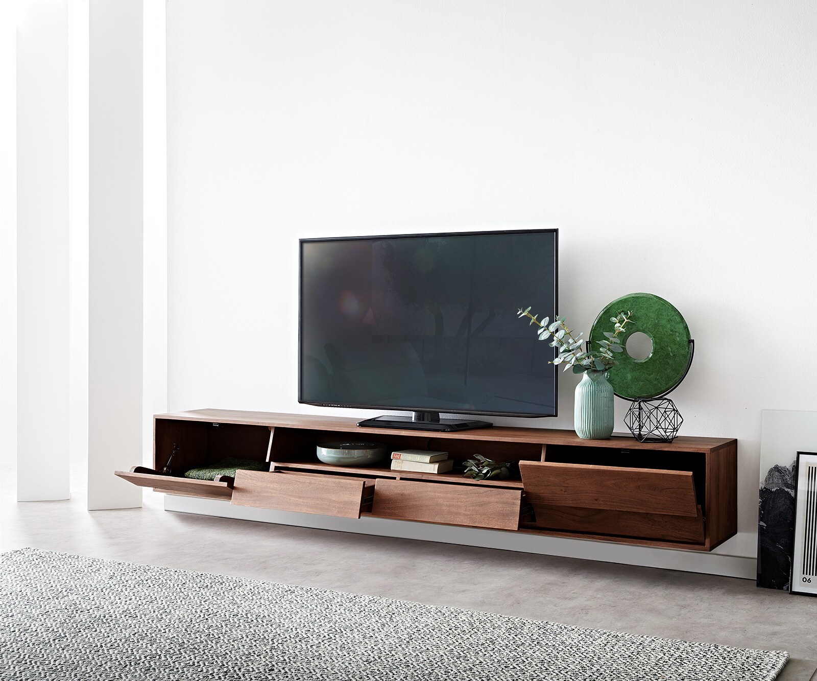 Tv-meubel Eloi 240x35 cm acacia bruin 2 deuren 2 laden zwevend 4