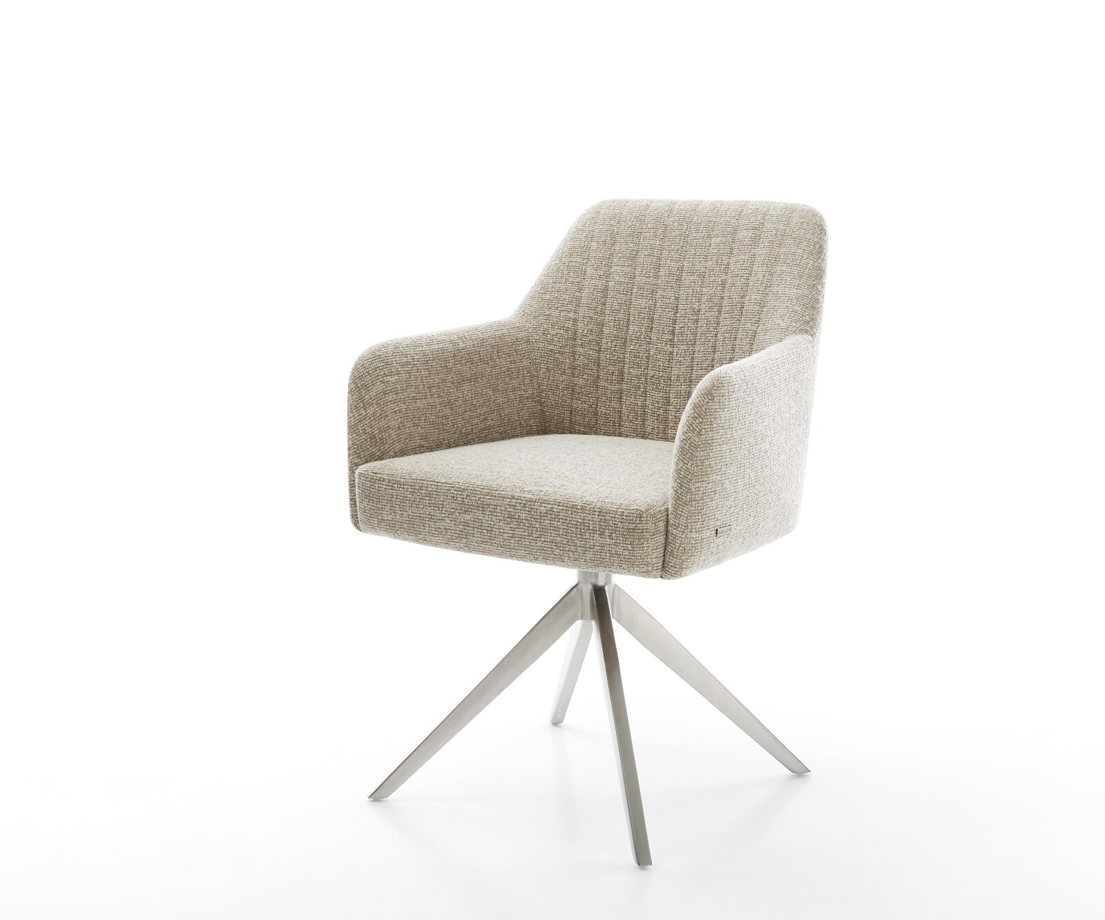 Draaistoel Greg-Flex geweven stof beige kruisframe breed roestvrij staal 360° draaibaar rocker-functie pocketveer kern 1