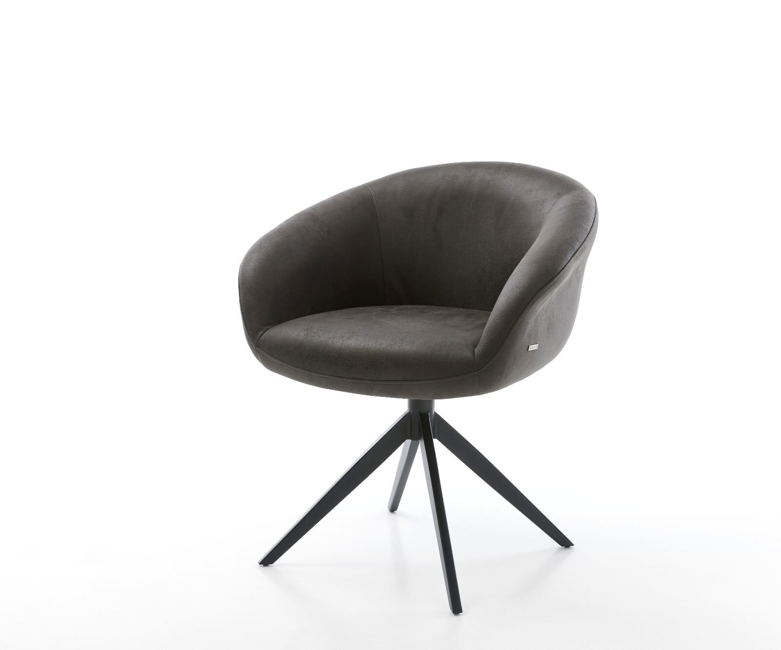 Draaistoel Vinka-Flex met armleuning microvelours antraciet vintage kruisframe breed zwart 360° draaibaar rocker-functie pocketveer kern