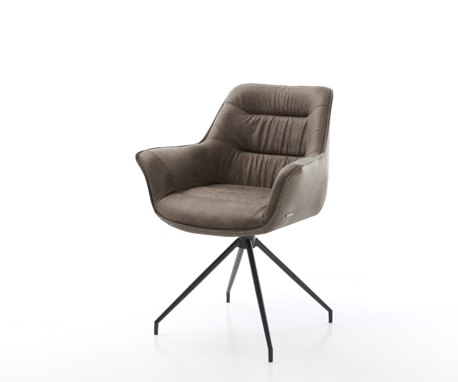 Eetkamerstoel Kaira-Flex microvelours taupe vintage kruisframe conisch zwart