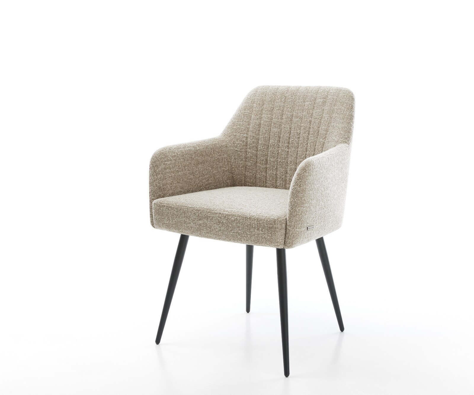 Eetkamerstoel Greg-Flex geweven stof beige 4-poot conisch zwart pocketveer kern