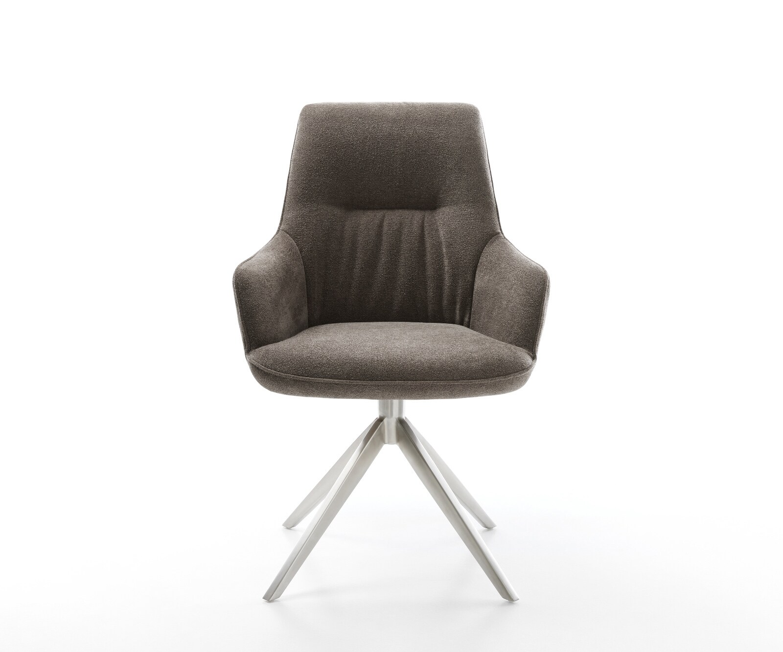 Draaistoel Zelia-Flex met armleuning zachte stof met structuur taupe kruisframe breed roestvrij staal 360° draaibaar rocker-functie pocketveer kern 2
