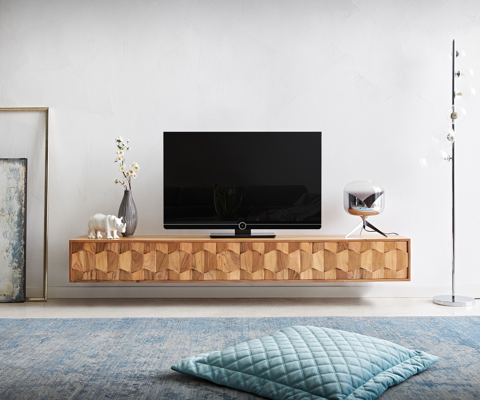 Tv-meubel Fevo 200 cm acacia natuur 4 deuren zwevend 1 Tv-meubel Fevo 200 cm acacia natuur 4 deuren zwevend 1