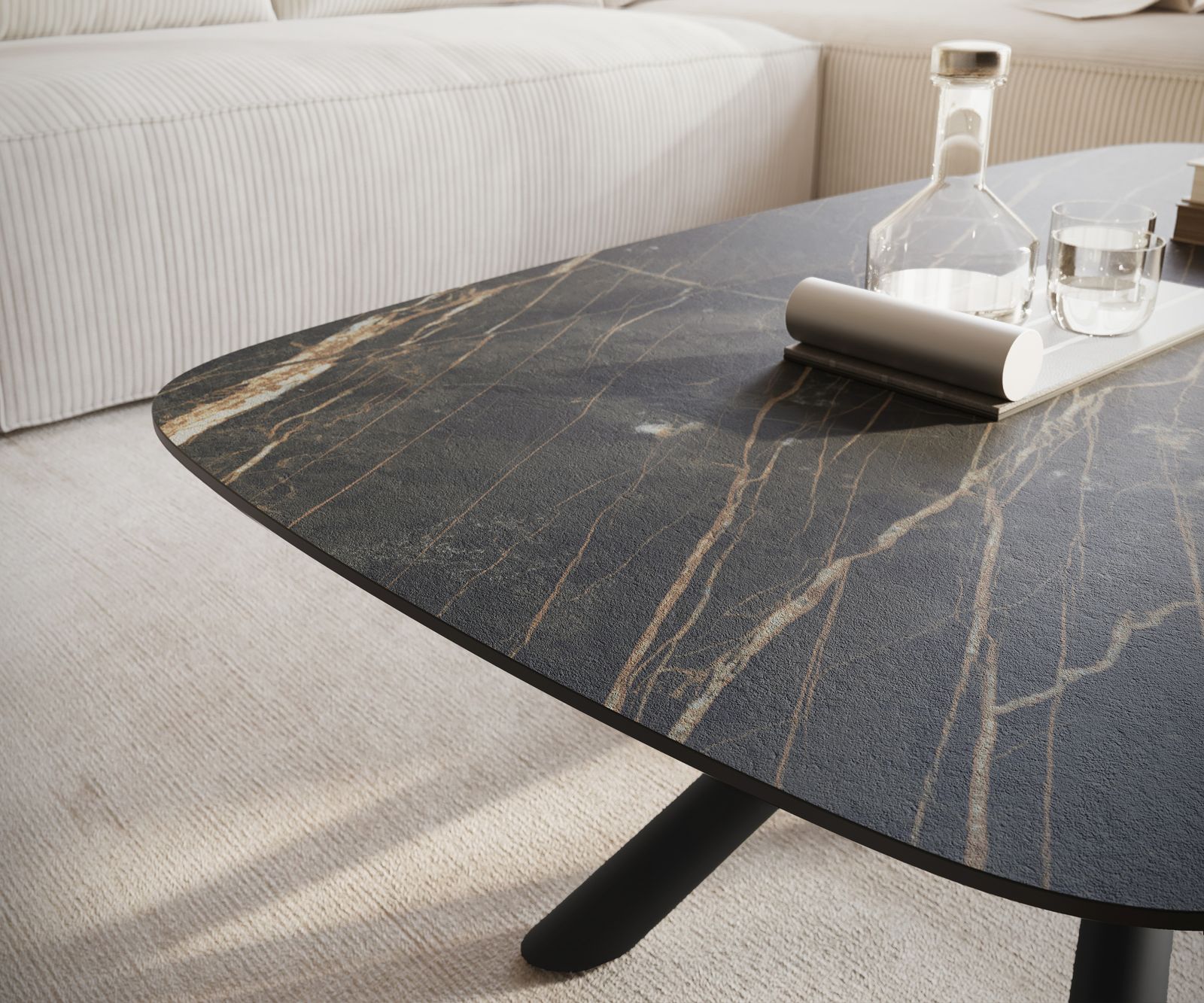 Salontafel Edge Boot 120x70 cm keramiek Laminam® Noir Desir bruin Sarity zwart metaal 6