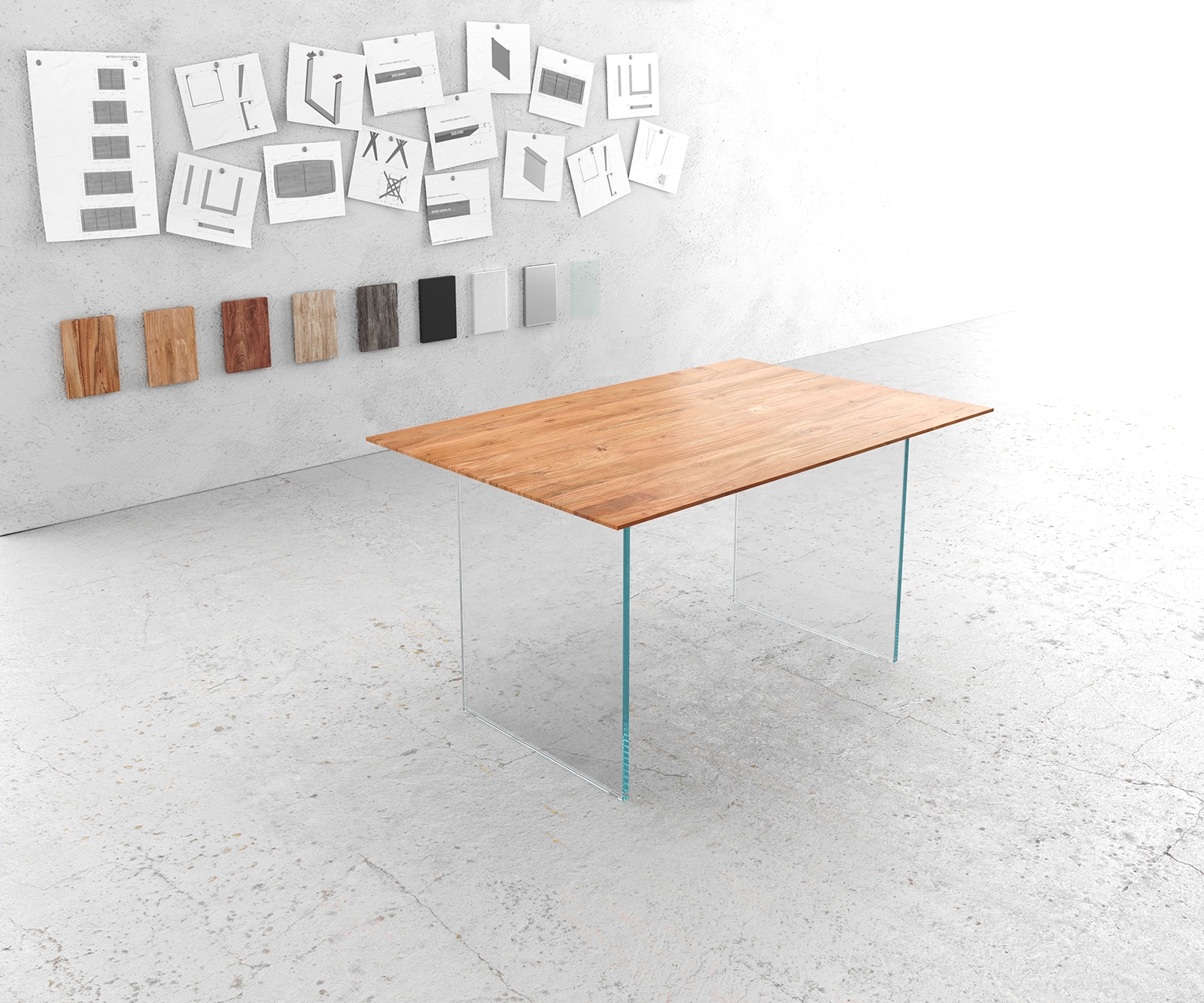 Eettafel Edge 140x90 cm acacia natuur frame verre Zwitserse rand Eettafel Edge 140x90 cm acacia natuur frame verre Zwitserse rand