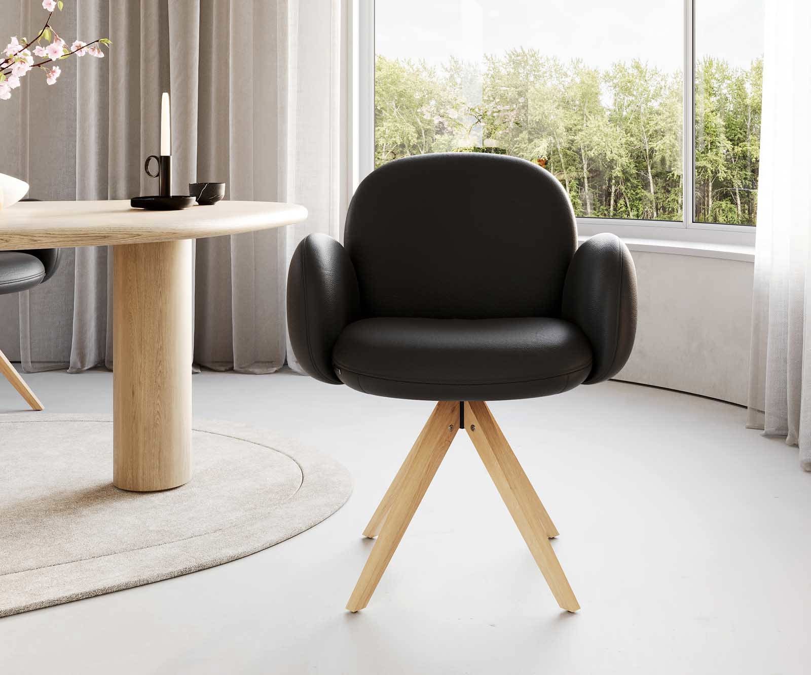 Draaistoel Nube-Flex met armleuning echt leer zwart houten frame hoekig natuur 180° draaibaar pocketveer kern 1 Draaistoel Nube-Flex met armleuning echt leer zwart houten frame hoekig natuur 180° draaibaar pocketveer kern 1