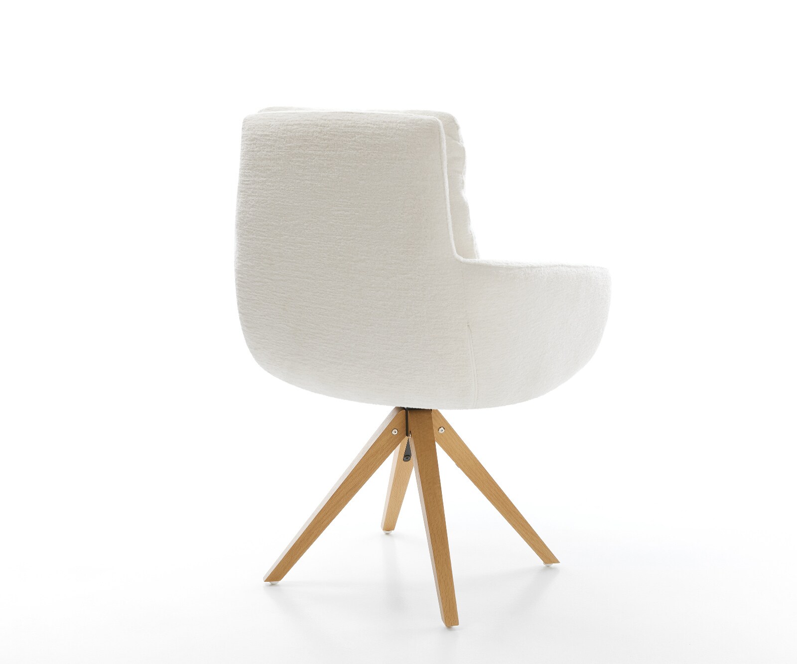 Draaistoel Abelia-Flex met armleuning bouclé zacht beige houten frame hoekig natuur 180° draaibaar 5