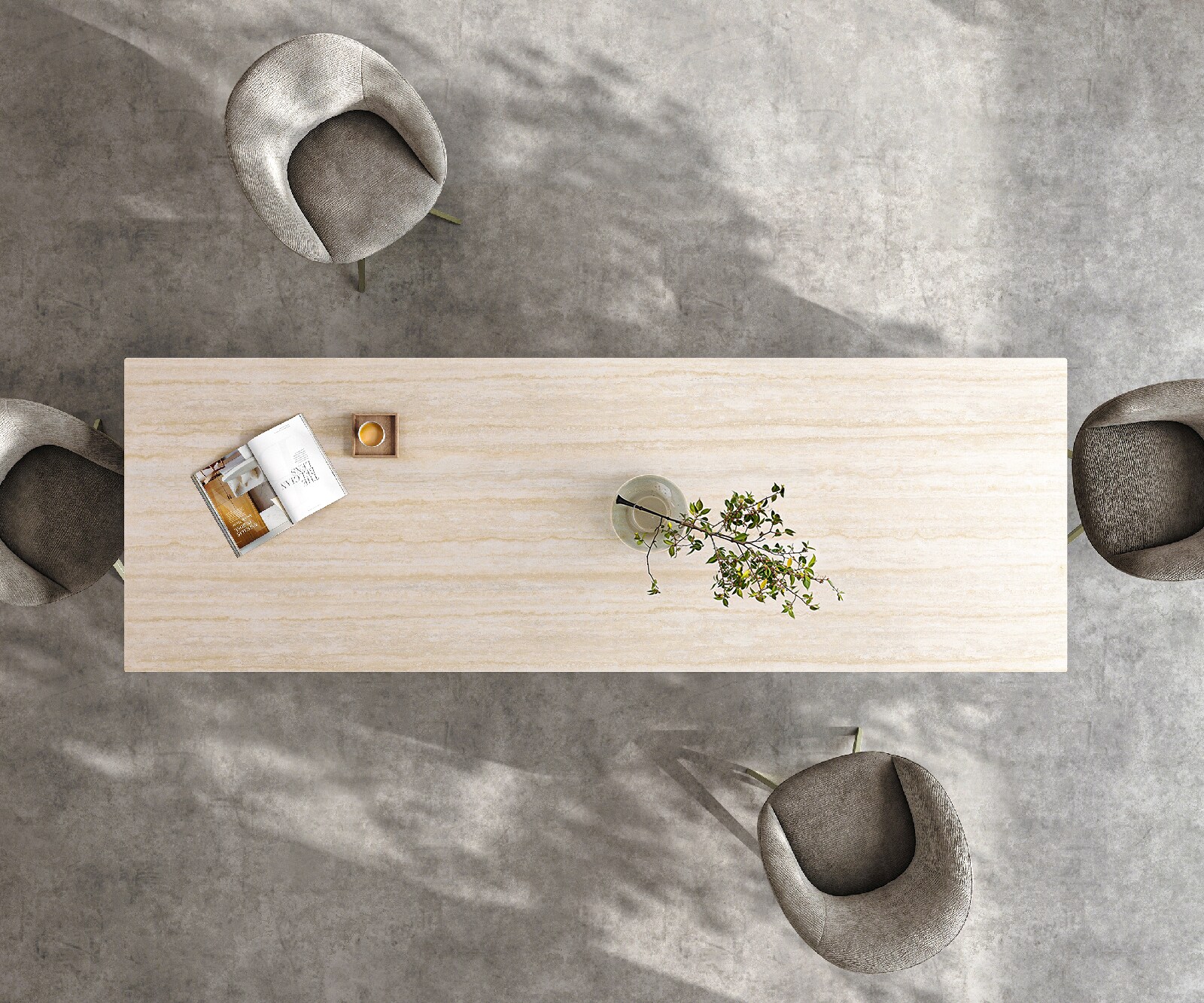 Eettafel Edge 200-300x100 keramiek  Laminam® Travertino Bianco Creme-wit Infinity metaal effectafwerking Titan uitrekbaar 5