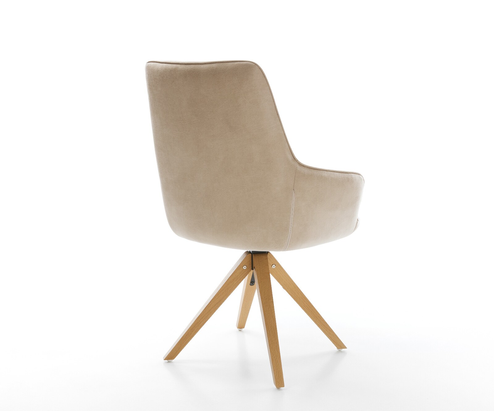 Draaistoel Zelia-Flex met armleuning microvelours beige vintage houten frame hoekig natuur 180° drehbar pocketveer kern 5