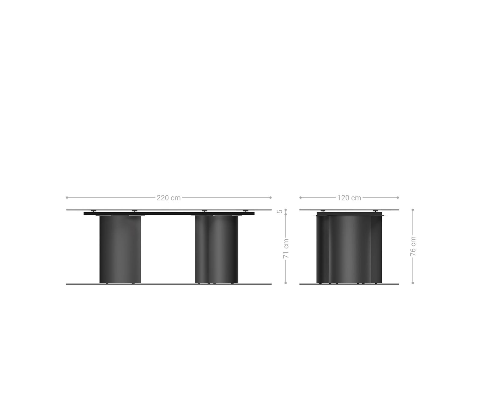 Eettafel Edge Oval 220x120 keramiek  Iris FMG Onice Oro Troa metaal effectafwerking Titan 7