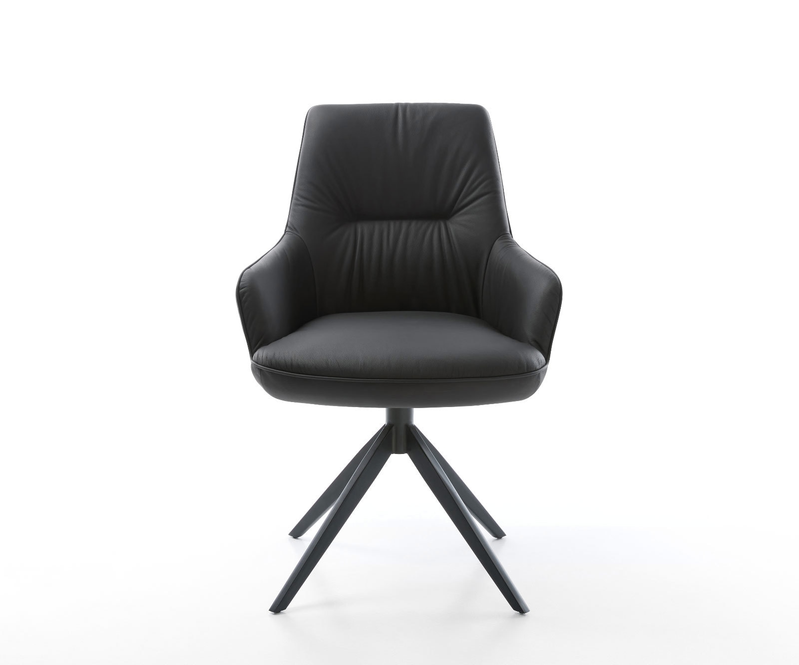 Draaistoel Zelia-Flex met armleuning echt leer zwart kruisframe breed zwart 360° draaibaar rocker-functie pocketveer kern 1 Draaistoel Zelia-Flex met armleuning echt leer zwart kruisframe breed zwart 360° draaibaar rocker-functie pocketveer kern 1