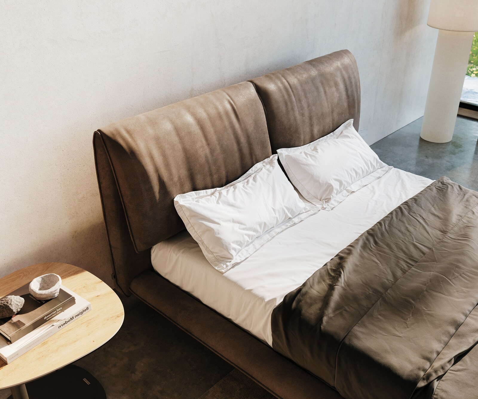 Bedframe Cusino 140x200 cm microvezel taupe vintage 4