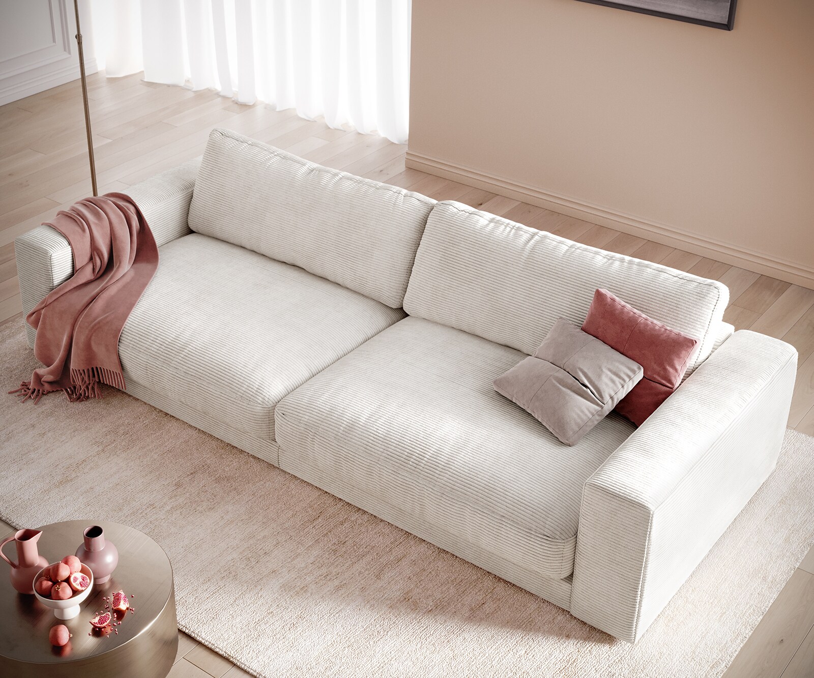 XL-bank Cubico 290x120 cm Cord Beige 3