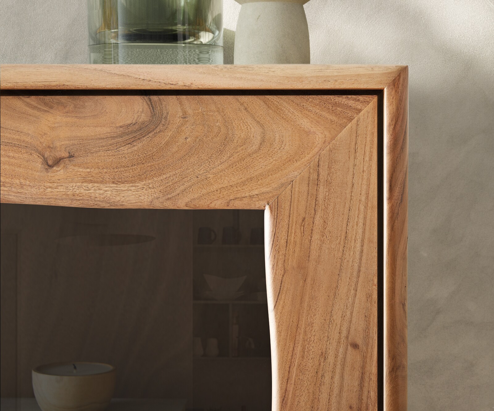 Vitrinekast Live-Edge 120x190 cm acacia natuur 2 deuren 4 laden massief 6