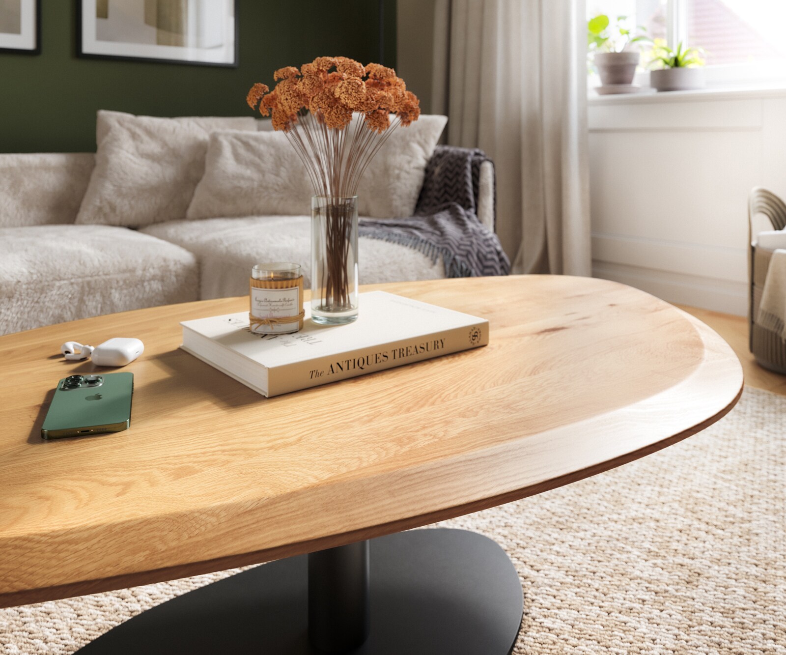 Salontafel Edge Organisch 140x76 cm Eiken naturel Flow-Edge Vibany Metaal Zwart 5