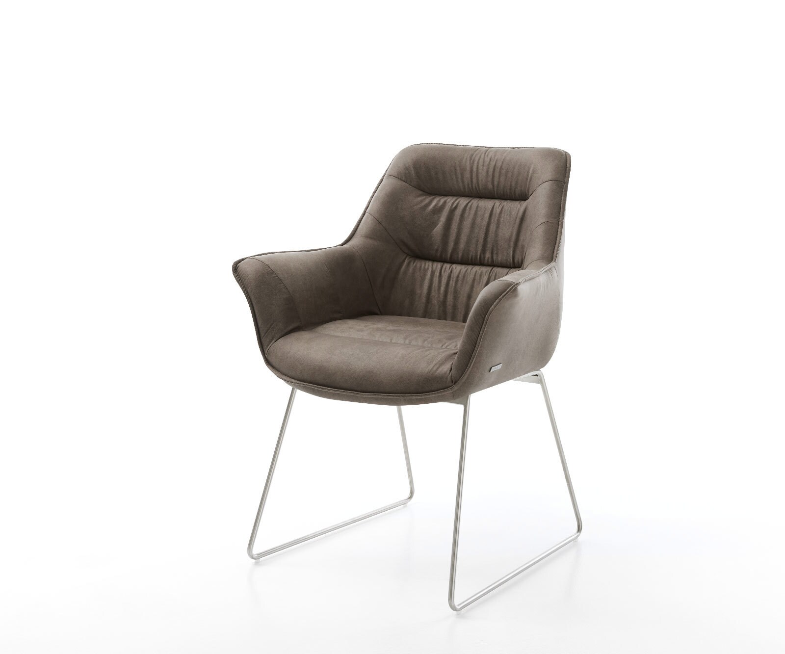 Eetkamerstoel Kaira-Flex microvelours taupe vintage slipframe roestvrij staal
