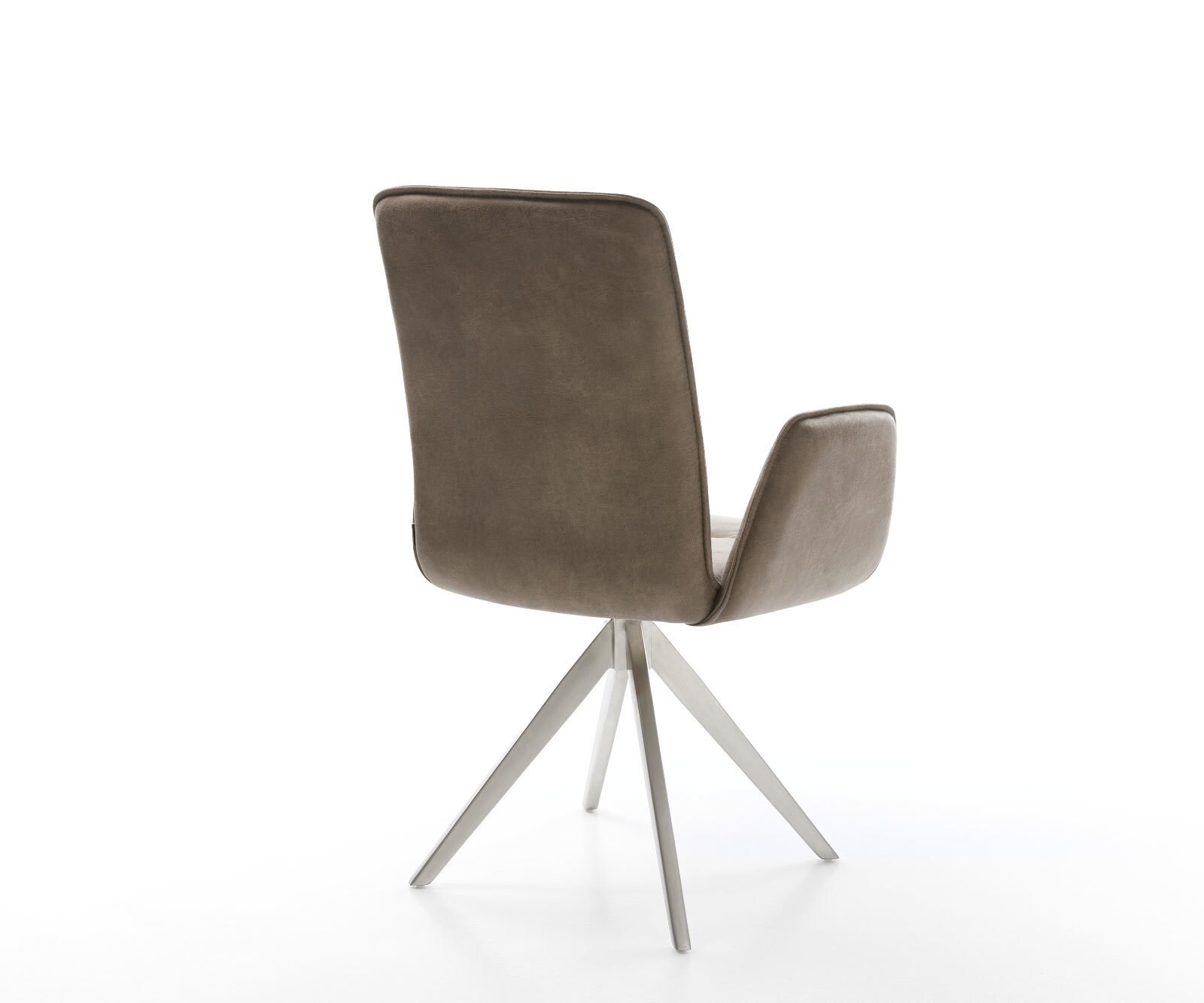 Eetkamerstoel Vinja-Flex microvelours taupe vintage kruisframe hoekig roestvrij staal 4 Eetkamerstoel Vinja-Flex microvelours taupe vintage kruisframe hoekig roestvrij staal 4