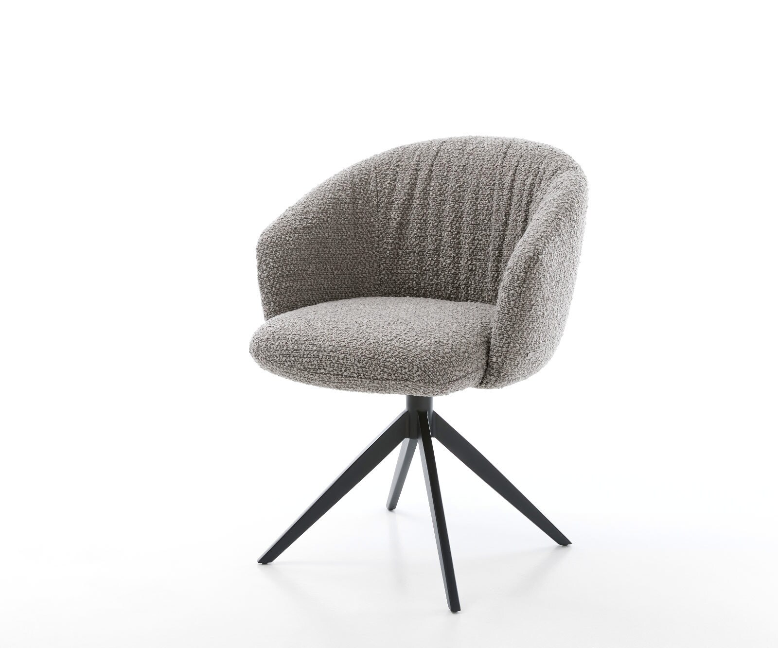 Draaistoel Caja-Flex met armleuning bouclé zilver grijs kruisframe breed zwart 360° draaibaar pocketveer kern
