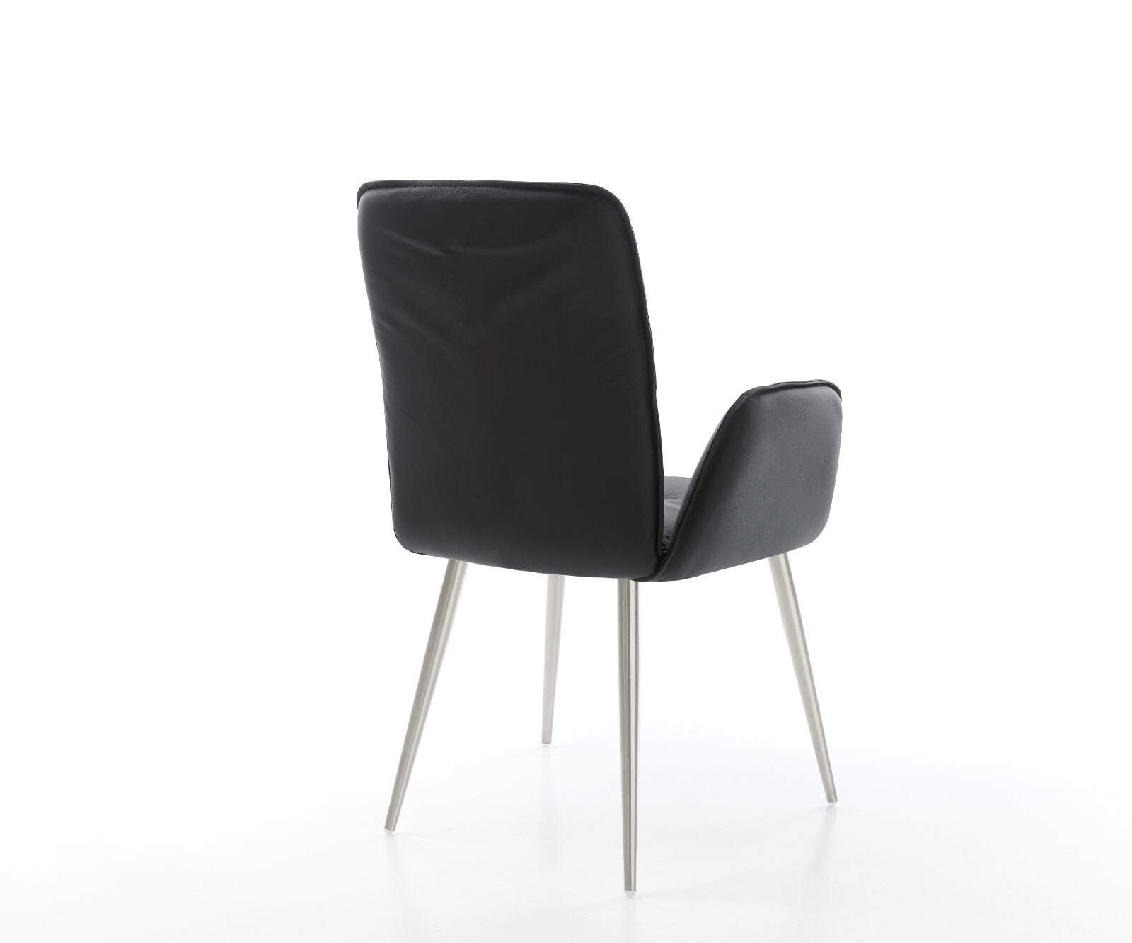 Eetkamerstoel Vinja-Flex echt leer zwart 4-poot conisch roestvrij staal 4 Eetkamerstoel Vinja-Flex echt leer zwart 4-poot conisch roestvrij staal 4