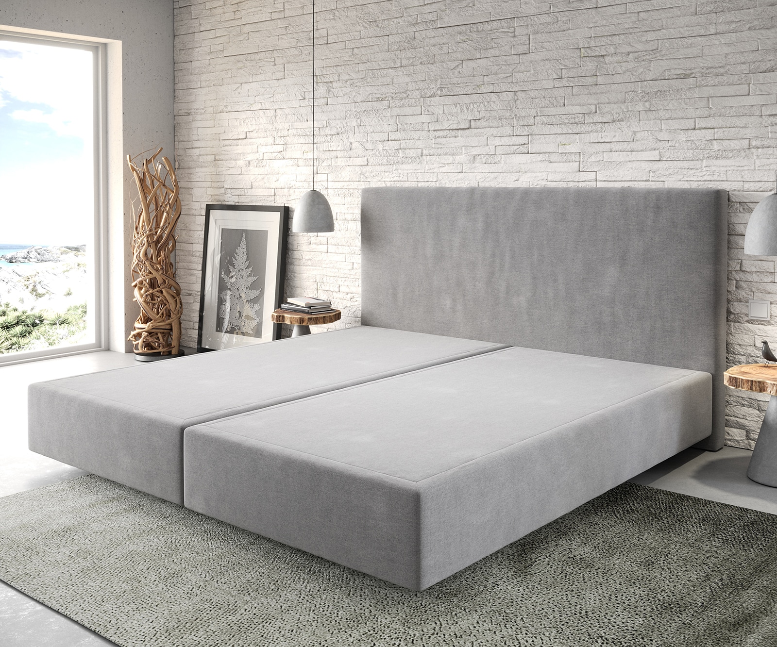 Boxspringframe Dream-Well Microvezel Grijs 200x200 cm Boxspringframe Dream-Well Microvezel Grijs 200x200 cm