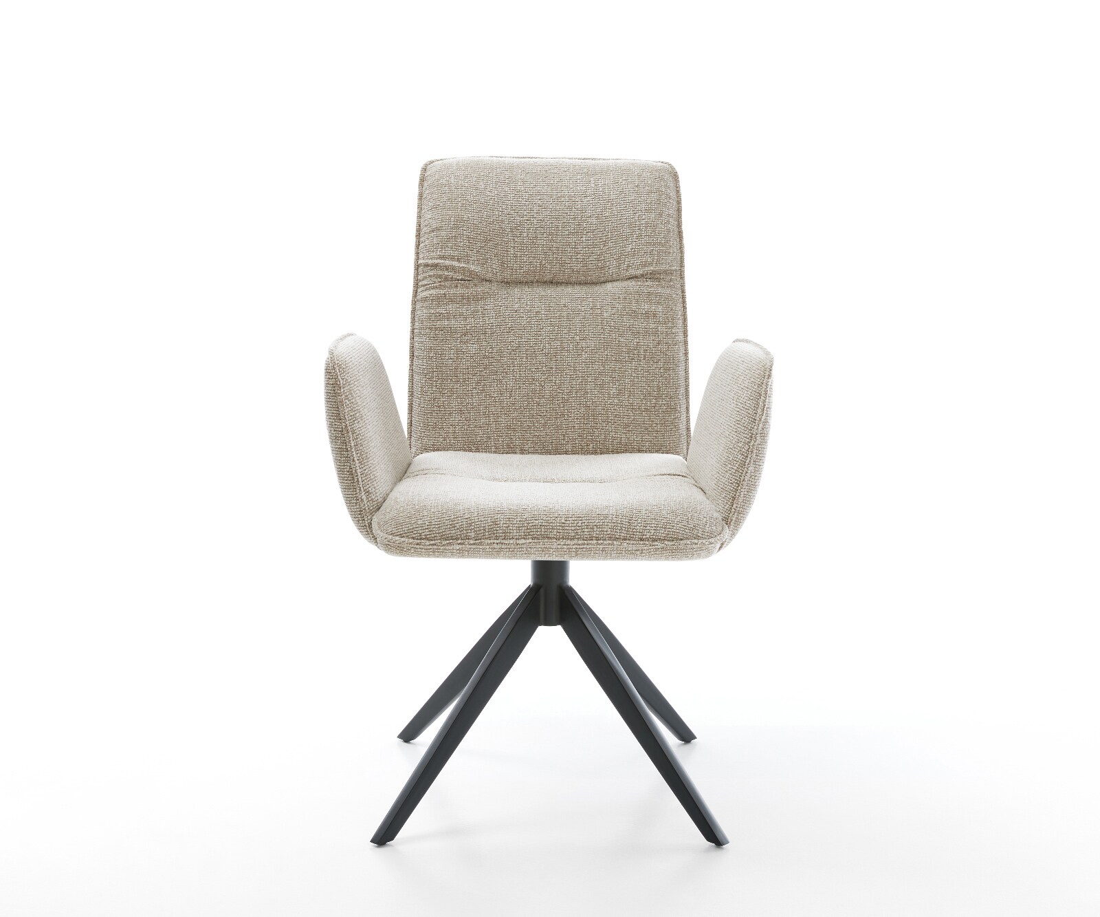 Draaistoel Vinja-Flex geweven stof beige kruisframe breed zwart 360° draaibaar rocker-functie 2