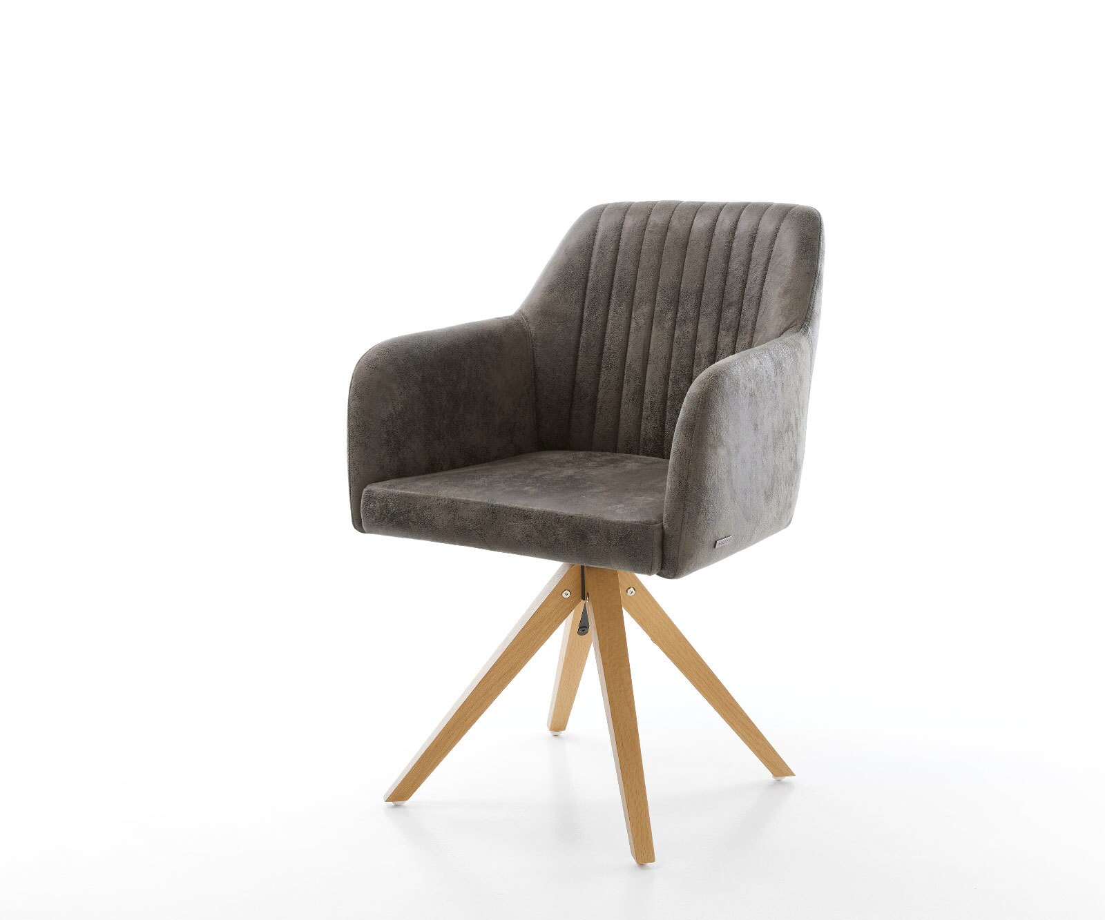 Eetkamerstoel Greg-Flex microvelours grijs antiek houten frame hoekig natuur pocketveer kern