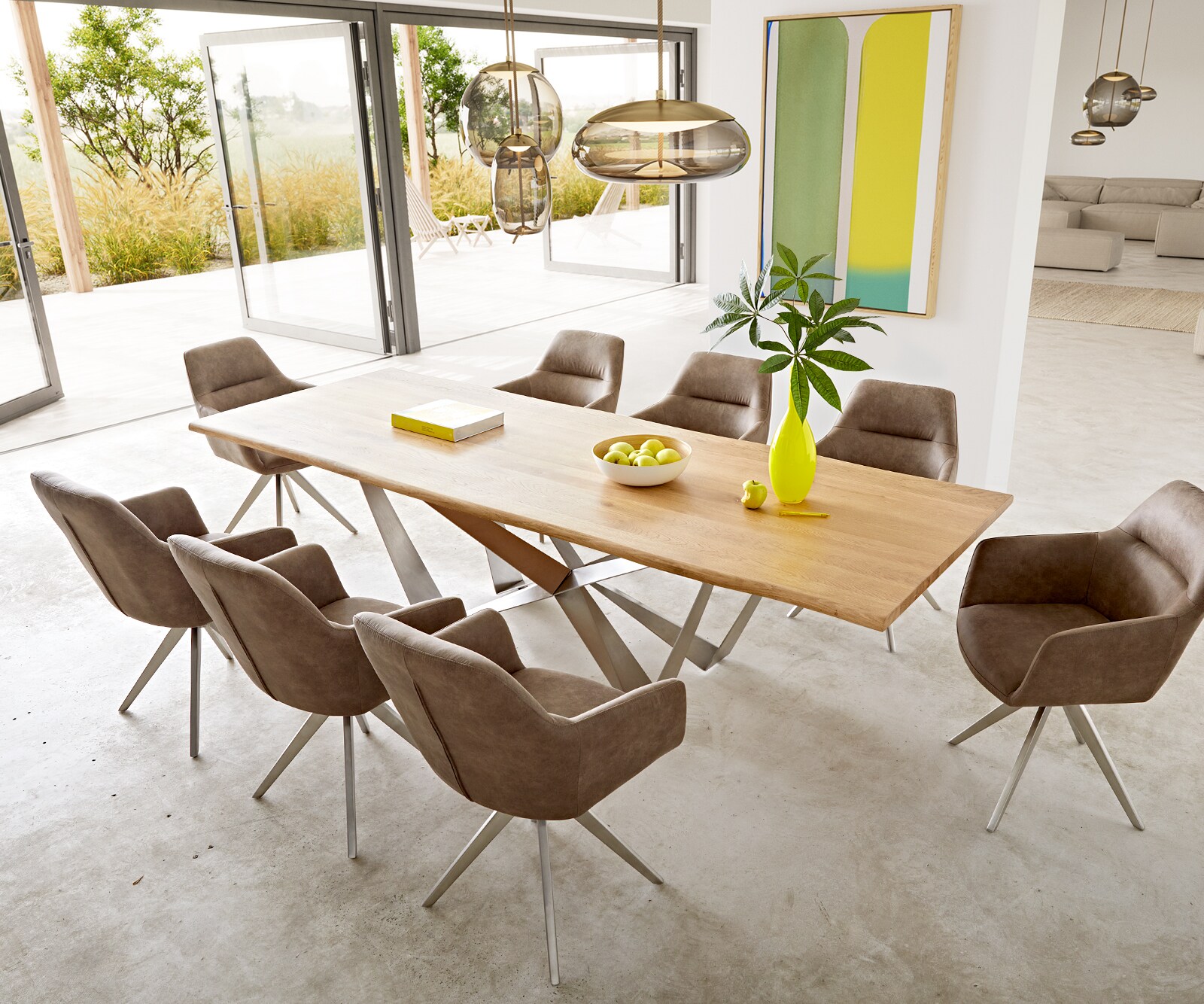 Eettafel Edge 260x100x2,5-3 eiken natuur Spider staal  roestvrij staal  Live-Edge 8