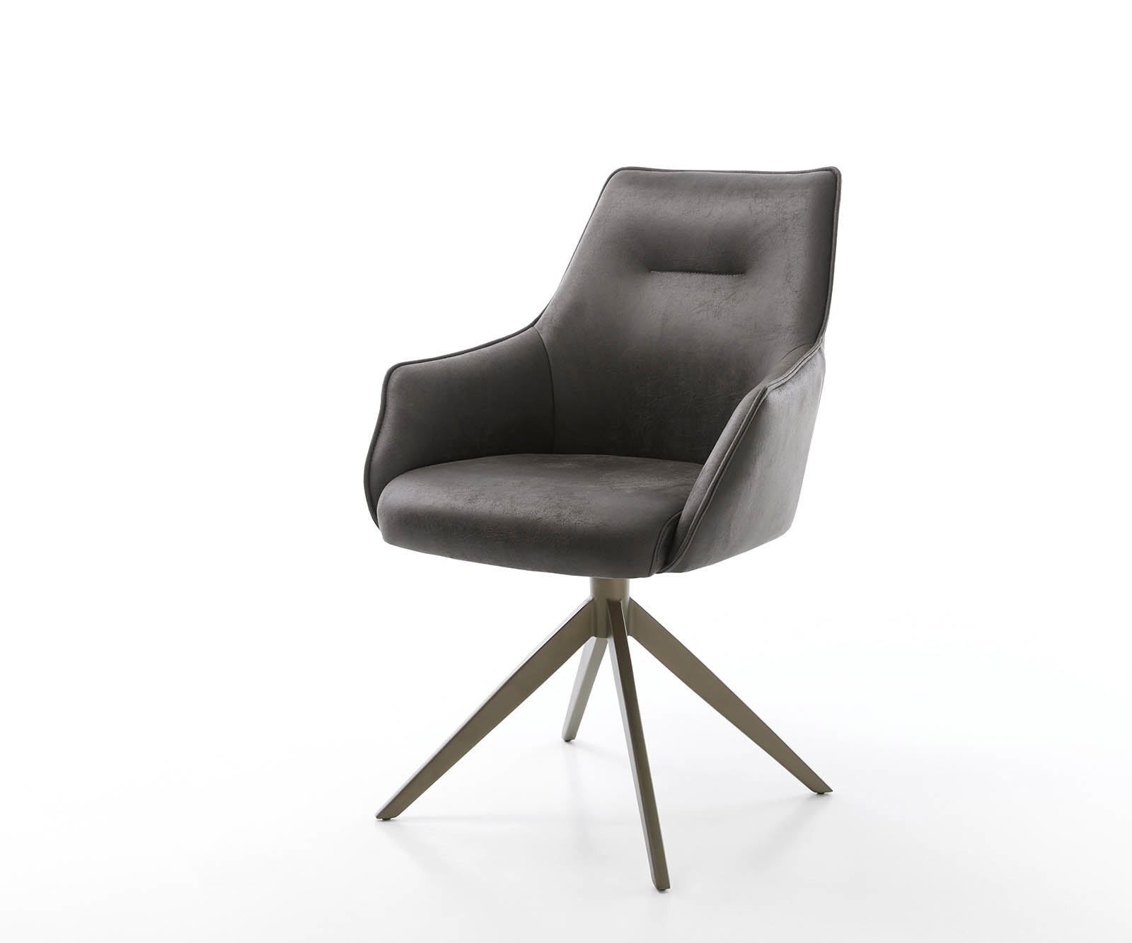 Draaistoel Alja-Flex met armleuning microvelours antraciet vintage kruisframe breed afwerking met titanium 360° draaibaar pocketveer kern