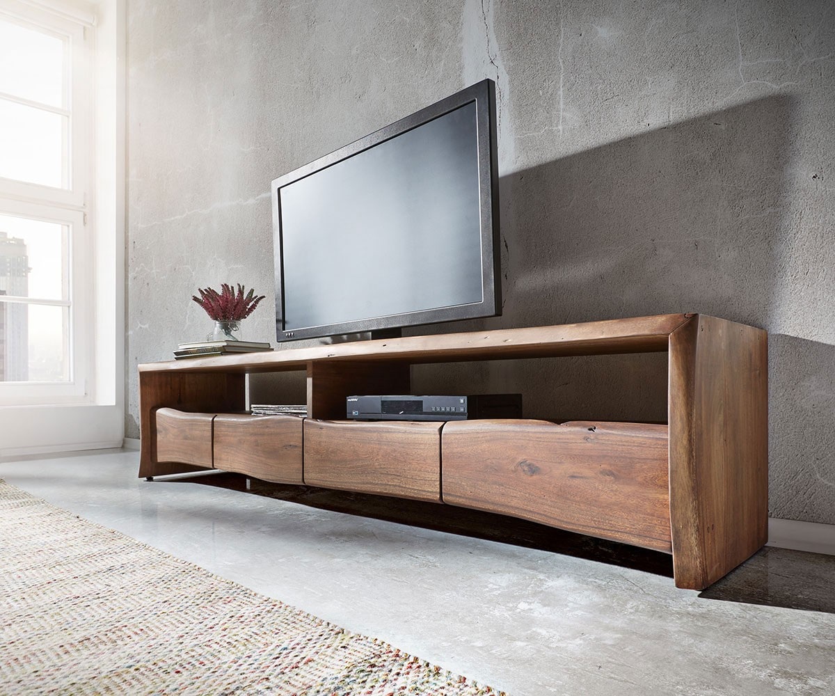 TV-meubel Live-Edge 230 cm acacia massief bruin 4 lades 3 TV-meubel Live-Edge 230 cm acacia massief bruin 4 lades 3