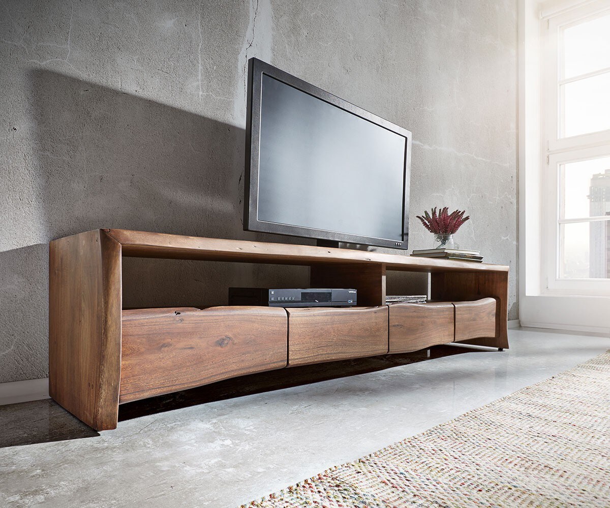 TV-meubel Live-Edge 190 cm acacia bruin 4 laden 2 vakken