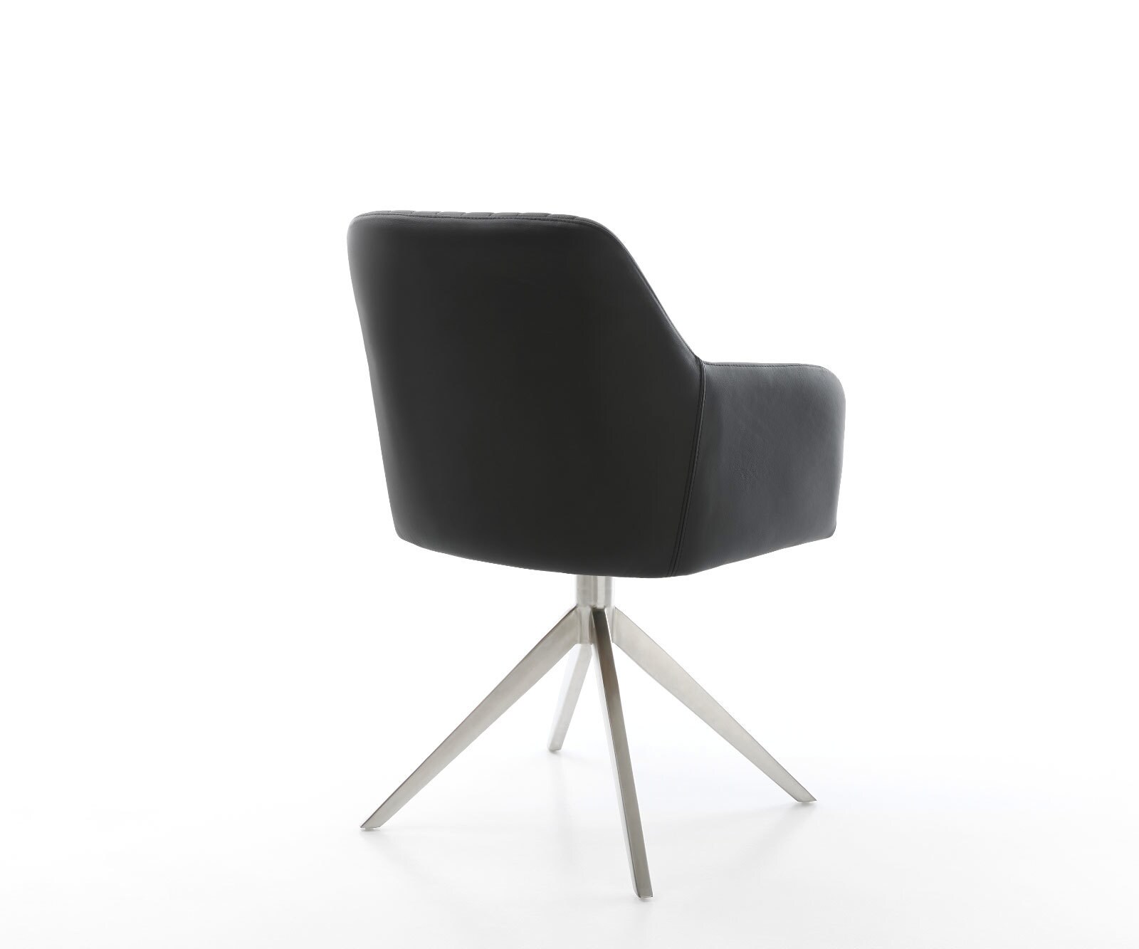 Draaistoel Greg-Flex echt leer zwart kruisframe breed roestvrij staal 360° draaibaar rocker-functie pocketveer kern 4