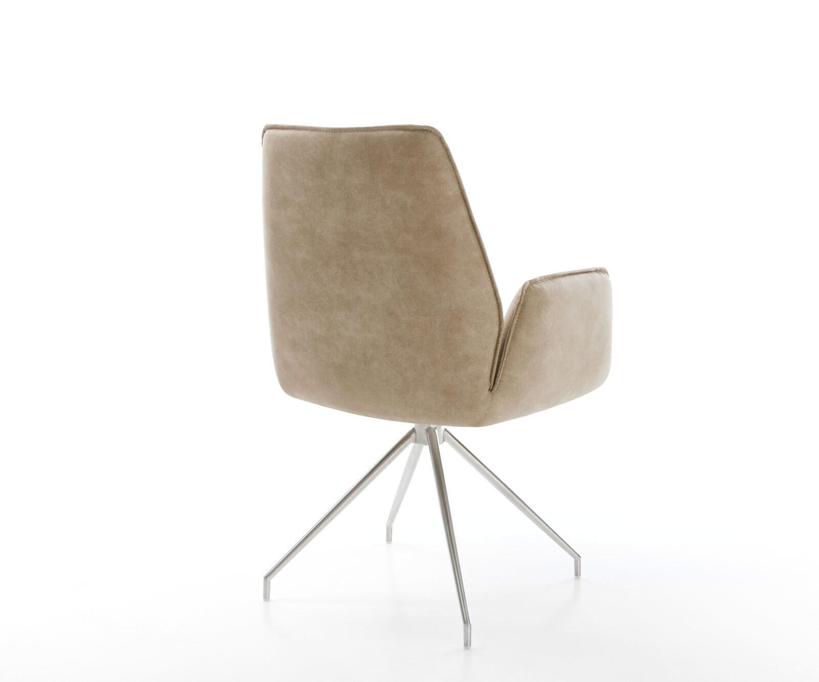 Eetkamerstoel Zoa-Flex microvelours beige vintage kruisframe conisch roestvrij staal pocketveer kern 4