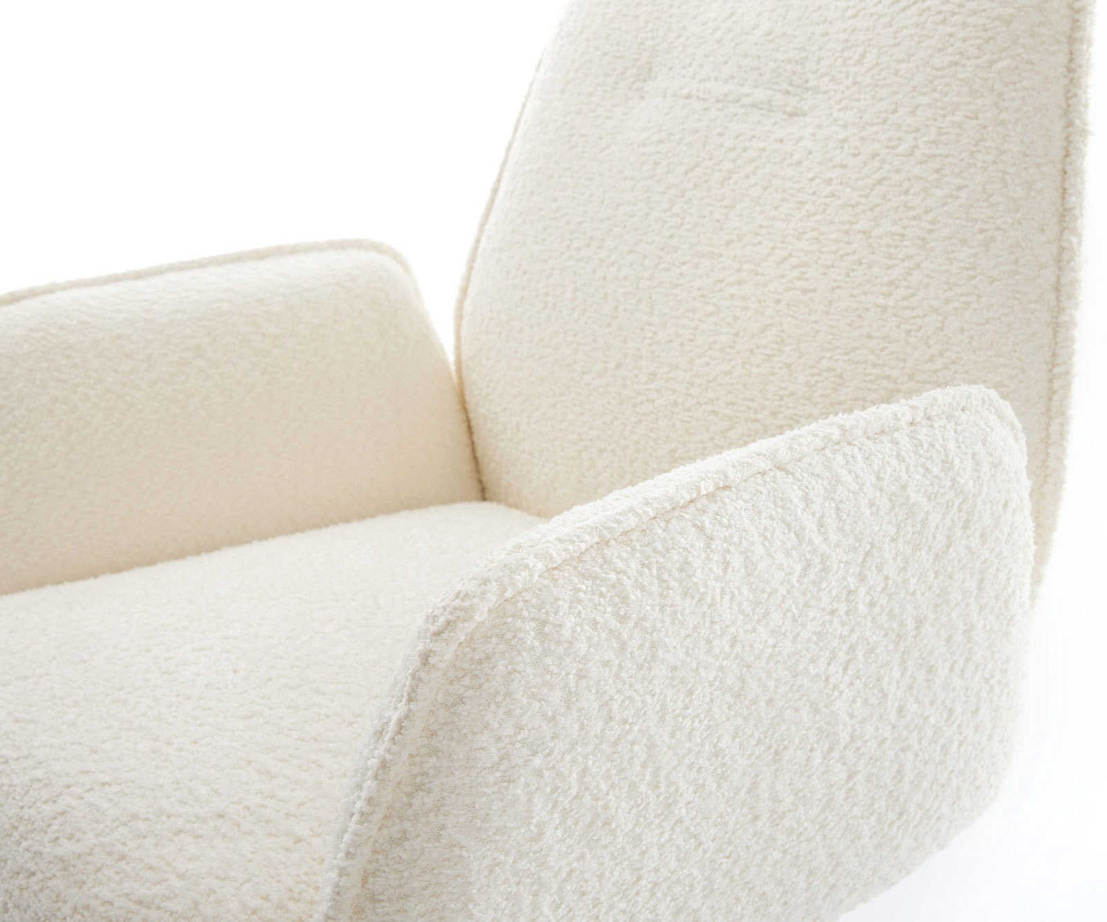 Draaistoel Zoa-Flex bouclé wit kruispoot grafiet 360° draaibaar rocker-functie pocketveer kern 3