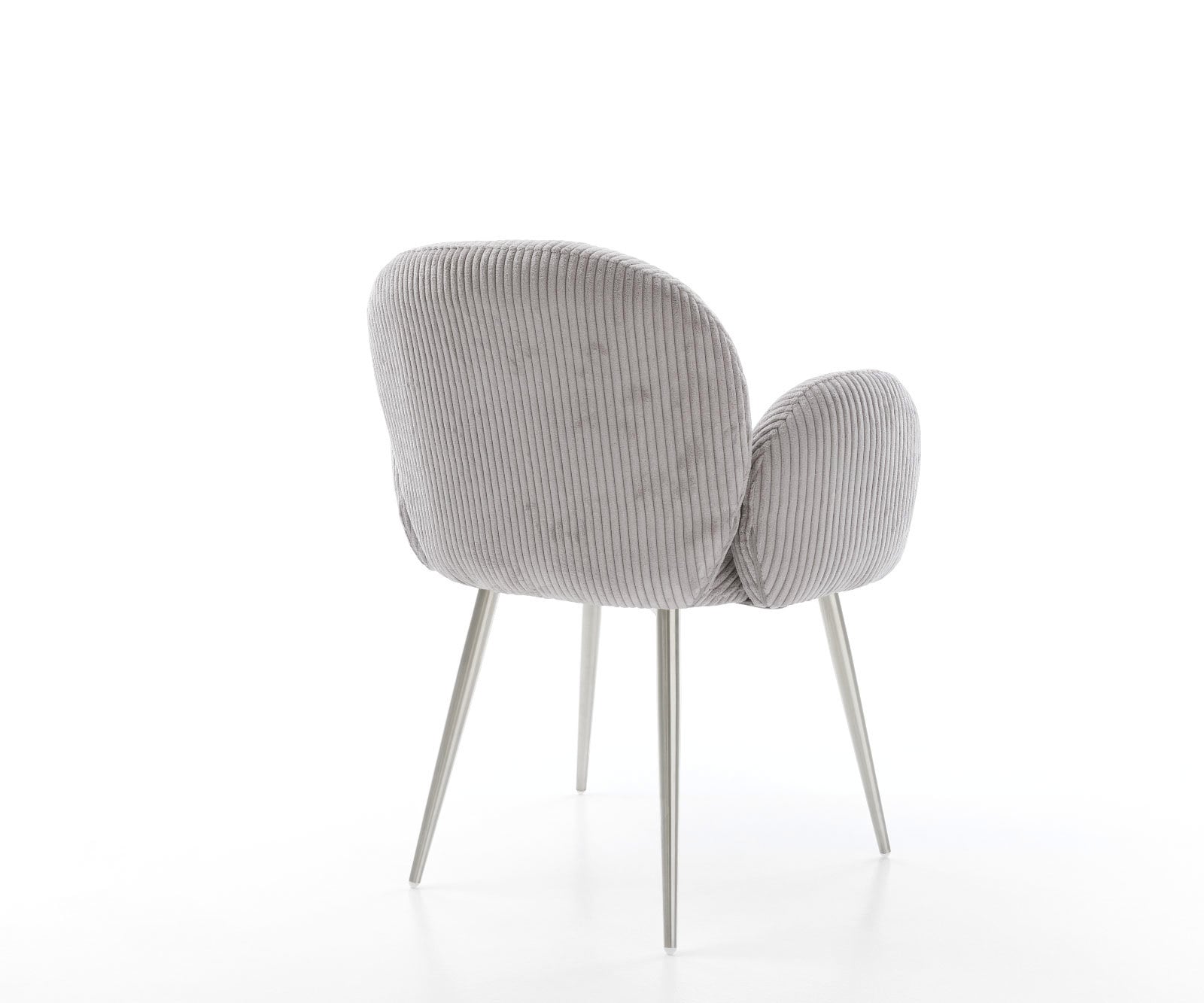 Eetkamerstoel Nube-Flex met armleuning koord zilver grijs 4-poot conisch roestvrij staal pocketveer kern 4 Eetkamerstoel Nube-Flex met armleuning koord zilver grijs 4-poot conisch roestvrij staal pocketveer kern 4