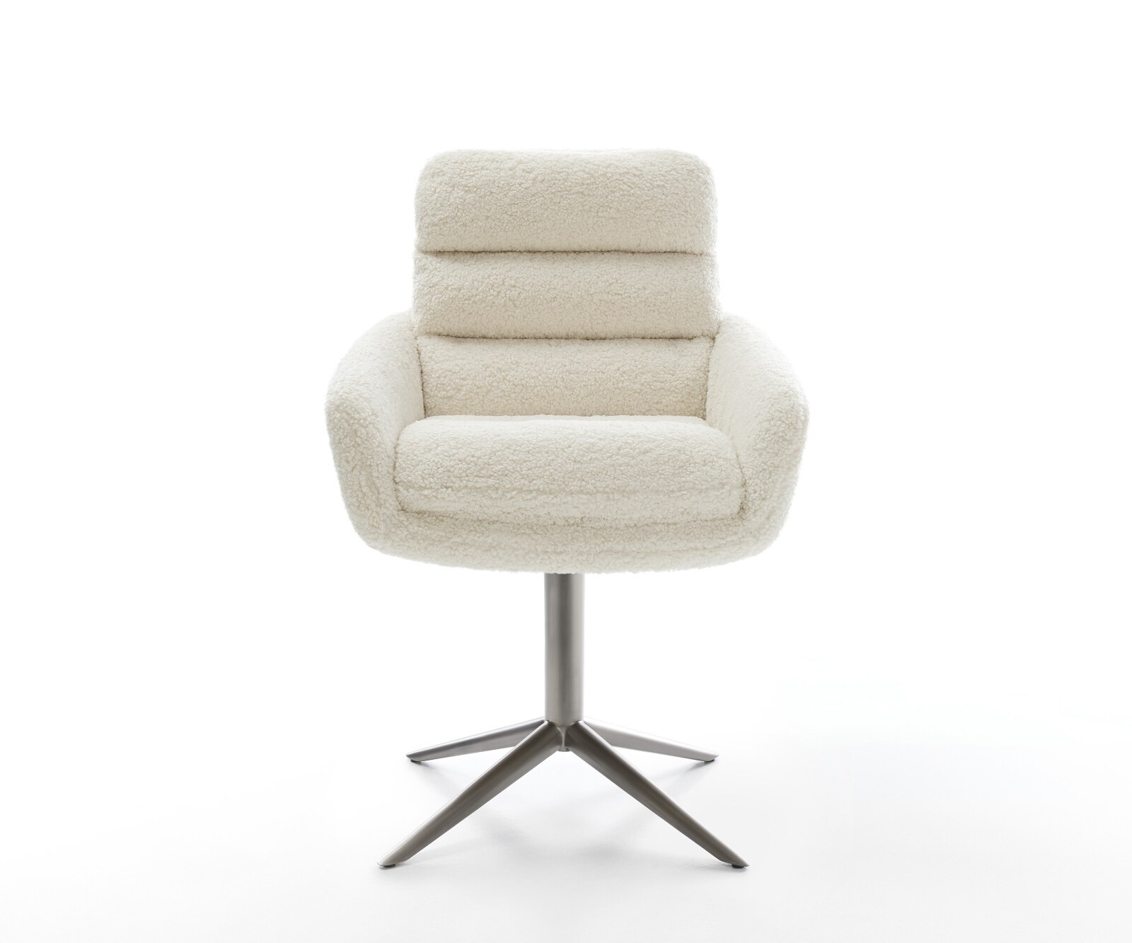 Draaistoel Abelia-Flex met armleuning teddy beige kruispoot grafiet 360° draaibaar rocker-functie 1