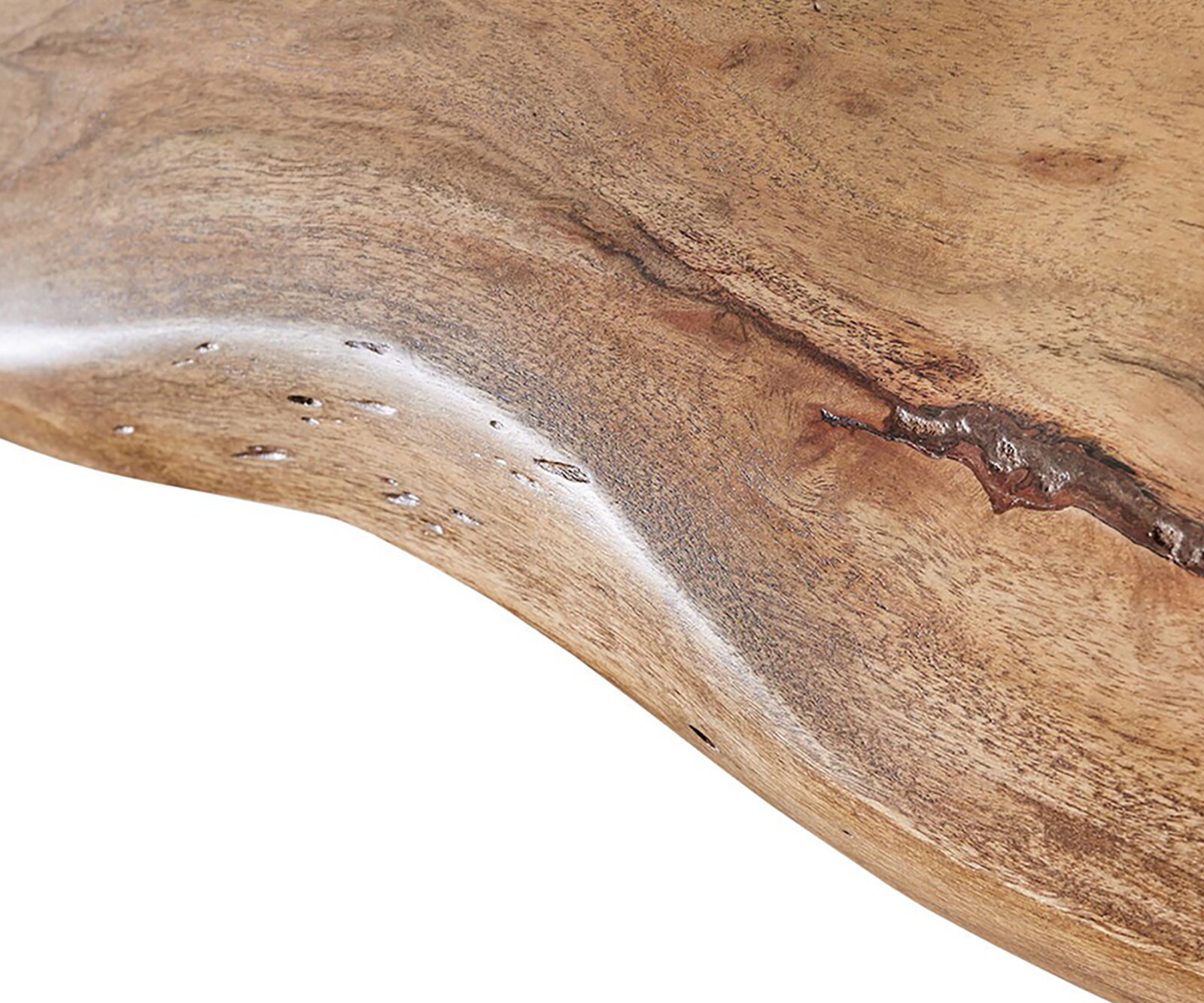 Eettafel Edge 260x100cm acacia natuur roestvrijstaal zilver schuin Live-Edge 4