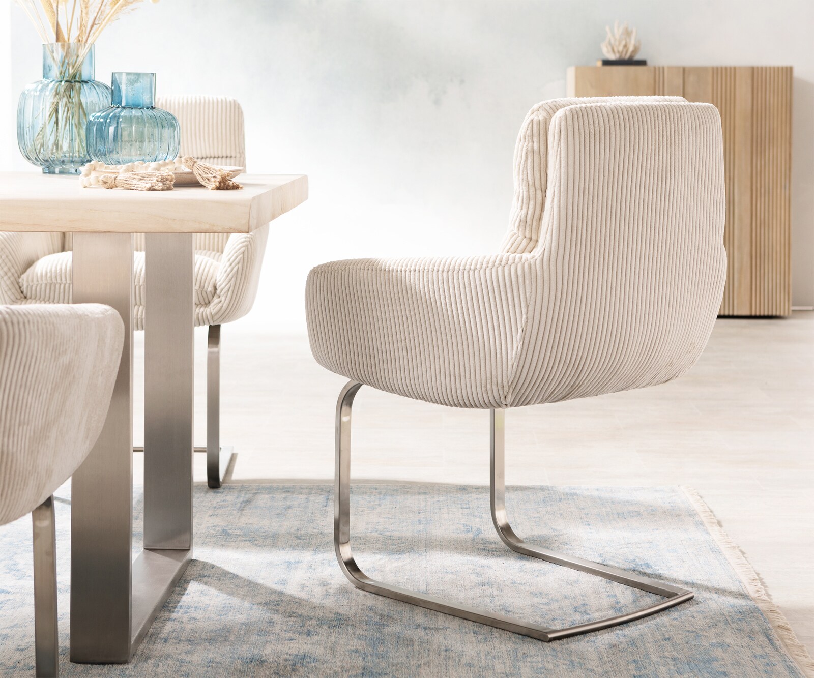 Sledemodel Abelia-Flex met armleuning koord beige sledemodel vlak roestvrij staal 4 Sledemodel Abelia-Flex met armleuning koord beige sledemodel vlak roestvrij staal 4